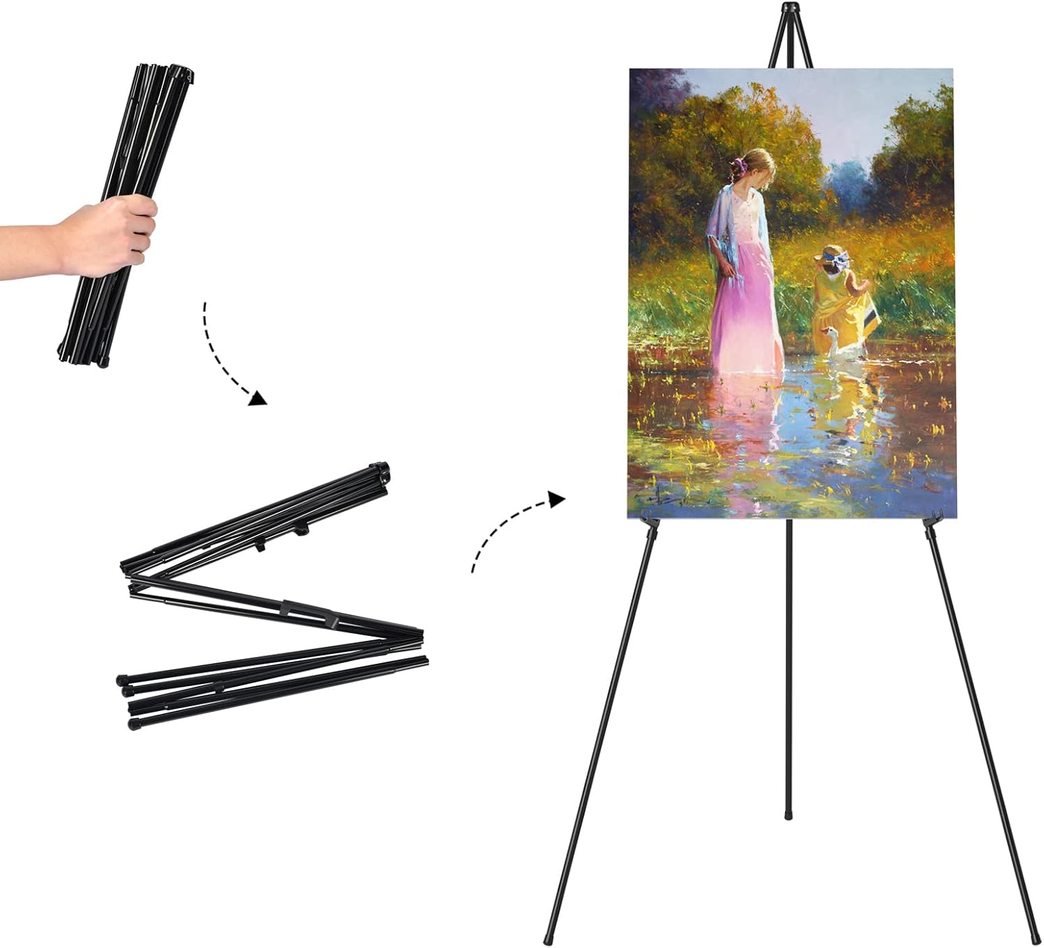 Alternative view of Easel Stand for Sign, Aredy 63" Portable Painting Easel, Lightweight Metal Easels for Painting Canvas, Wedding Sign (2 Pack)