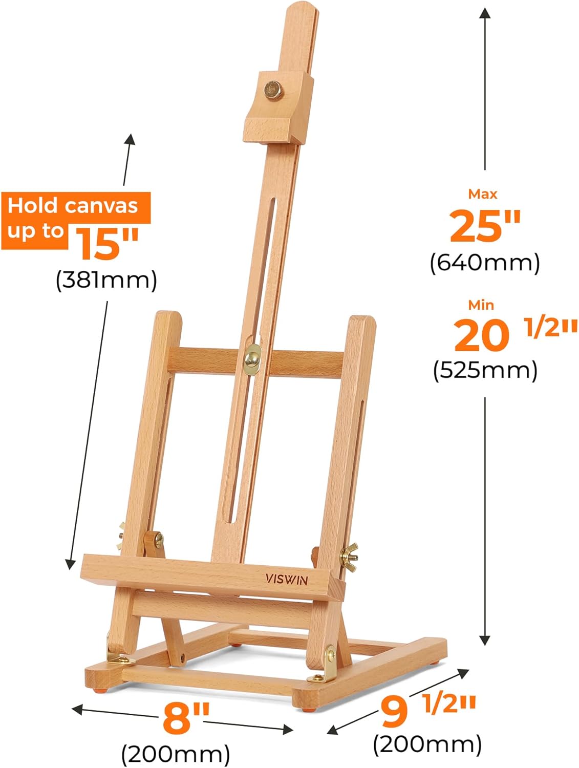 Alternative view of VISWIN 25" H-Frame Tabletop Easel for Painting, Adjustable Beech Wood Table Top Easel, Portable Art Easel for Adults, Artists, Beginners, Holds Canvas up to 15" u2013 Natural
