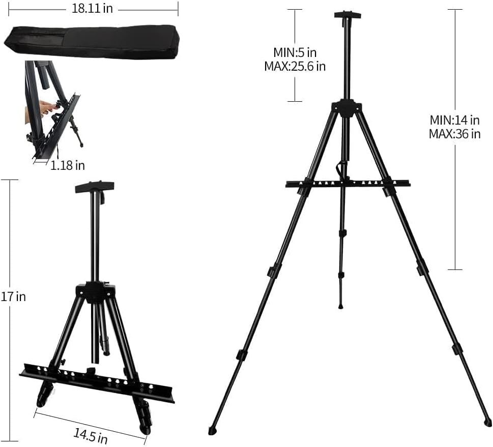 Alternative view of RRFTOK Easel Stand for Sign and Painting: Art Portable Adjustable Metal Tripod Easels for Display Height from 17 to 66 Inch -Canvas Stand for Table-Top/Floor Paint - Gifts for Teens Art Supplies