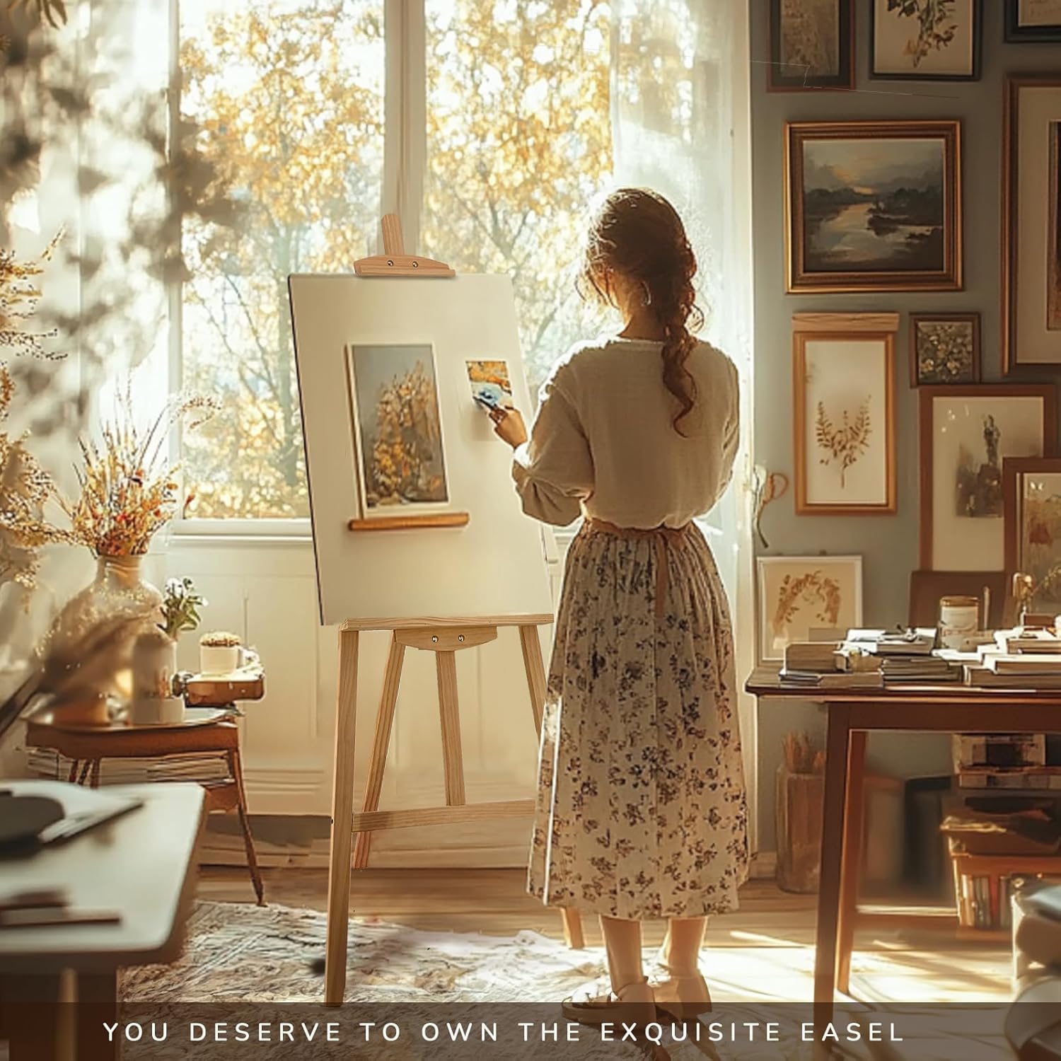 Stuelloaf Adjustable Natural Pine Wooden Painting Basic Easel, Pine Art Easel Stand Hold up to 43'', Painting Canvas for Wedding Sign and Poster, Drawing for Adults, Begginners and Students-New Type