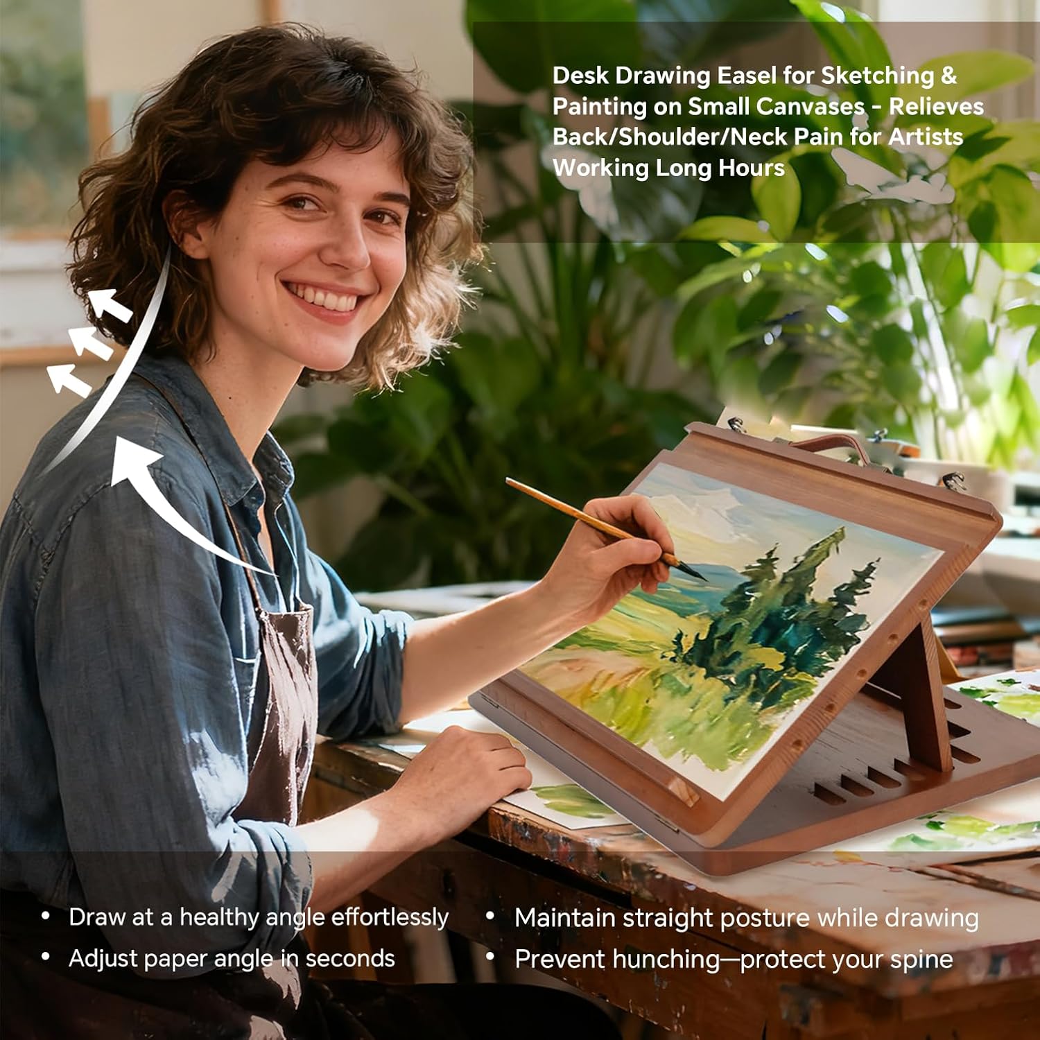 Alternative view of CEIJE Lightweight Drawing Easel for Artists u2013 Portable Lap Drawing Stand for Small Canvases, Ideal for Sketching, Painting & Travel, Comfortable for Extended Use