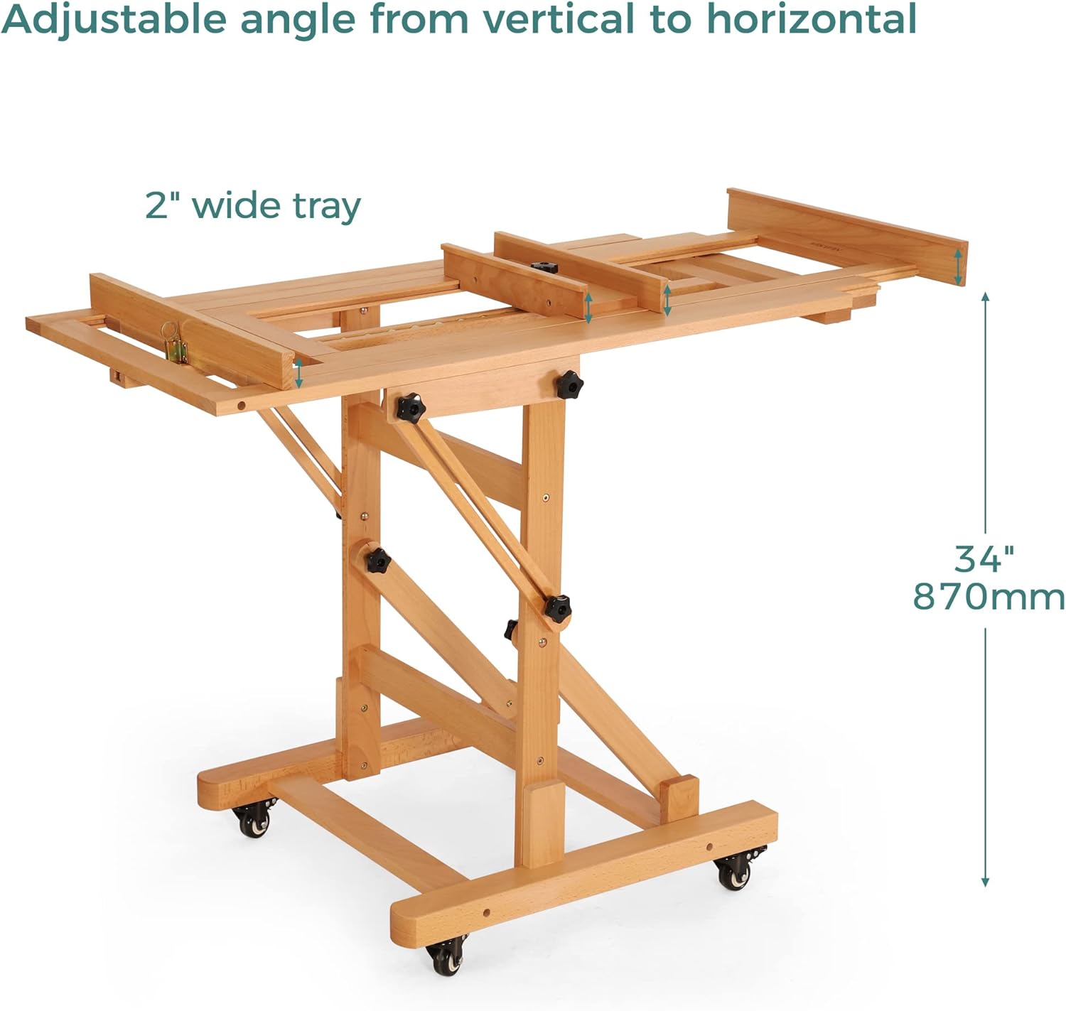 Alternative view of VISWIN Extra-Large Heavy-Duty H Frame Easel, Hold 1 or 2 Canvas up to 79", Tilts Flat & Movable Beech Wood Large Easel Stand for Painting, Adjustable Professional Floor Art Easel for Adults, Artists