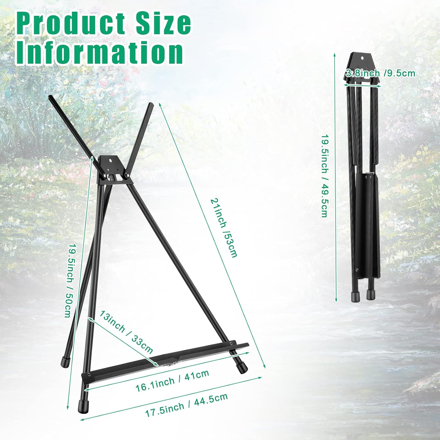 Xinnun 12 Pcs Aluminum 15'' to 21'' High Tabletop Easel Display Adjustable Portable Tripod Desktop with Extension Arm Wings and Rubber Feet for Canvas, Paintings Suitable for School Studio(Black)
