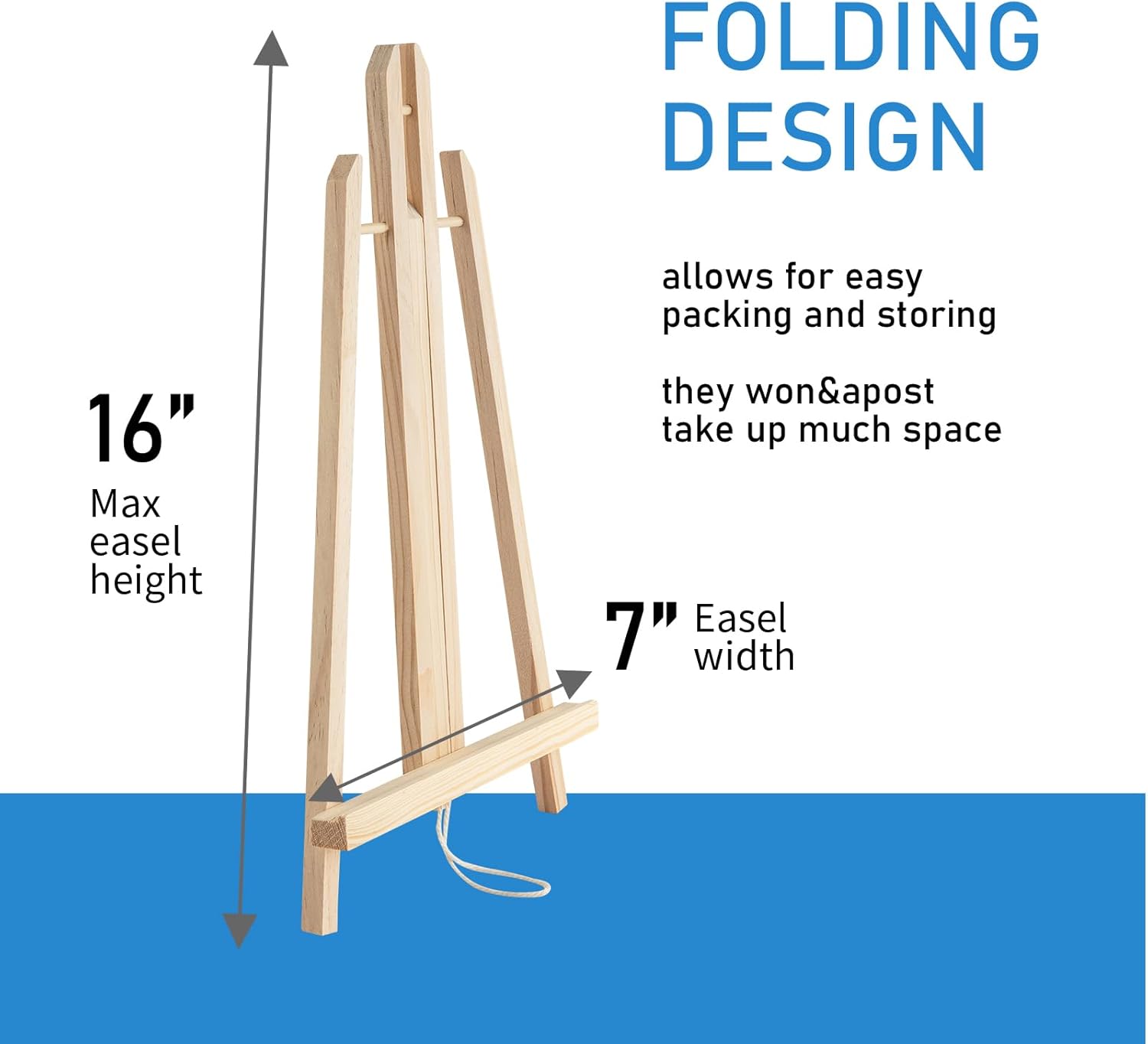 Falling in Art 16 Inch Wood Easel Stand, Tabletop Display Stand A-Frame Artist Easel for Painting Canvas, Portable Photo, Picture and Sign Holder (4 Pack)