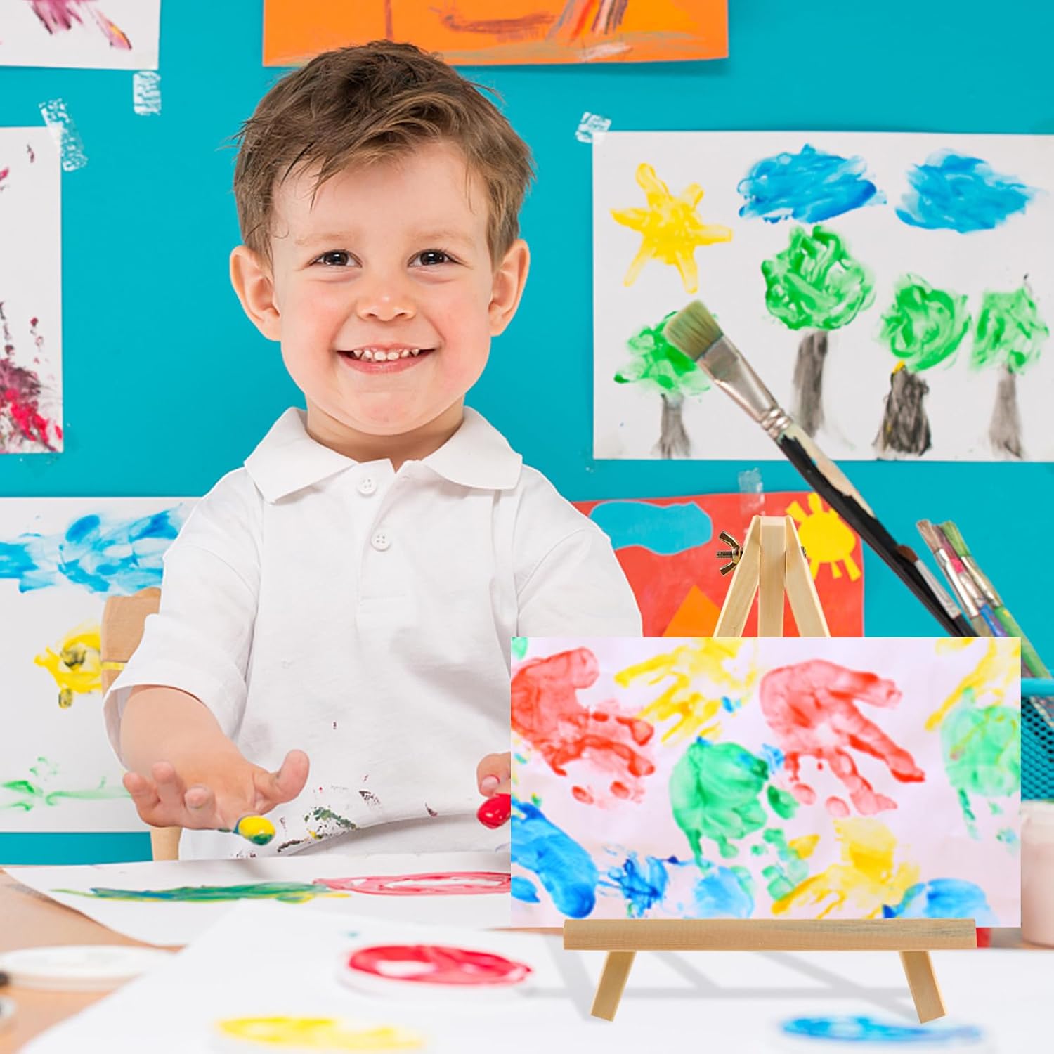 12PCS 9 Inches Tabletop Easels,Wood Easels, Easel Stand for Painting Canvases, Art, and Crafts, Tripod, Painting Party Easel, Tabletop Easels for Painting, Portable Canvas Photo Picture Sign Holder