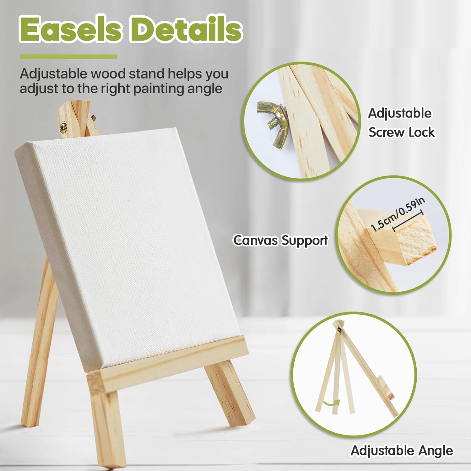 Alternative view of CONDA 4 Pack 9 Inch Wood Easels, Easel Stand for Painting Canvases, Art, and Crafts,Tripod,Painting Party Easel,Kids Student Tabletop Easels for Painting,Portable A-Frame Tripod Tabletop Easel Set
