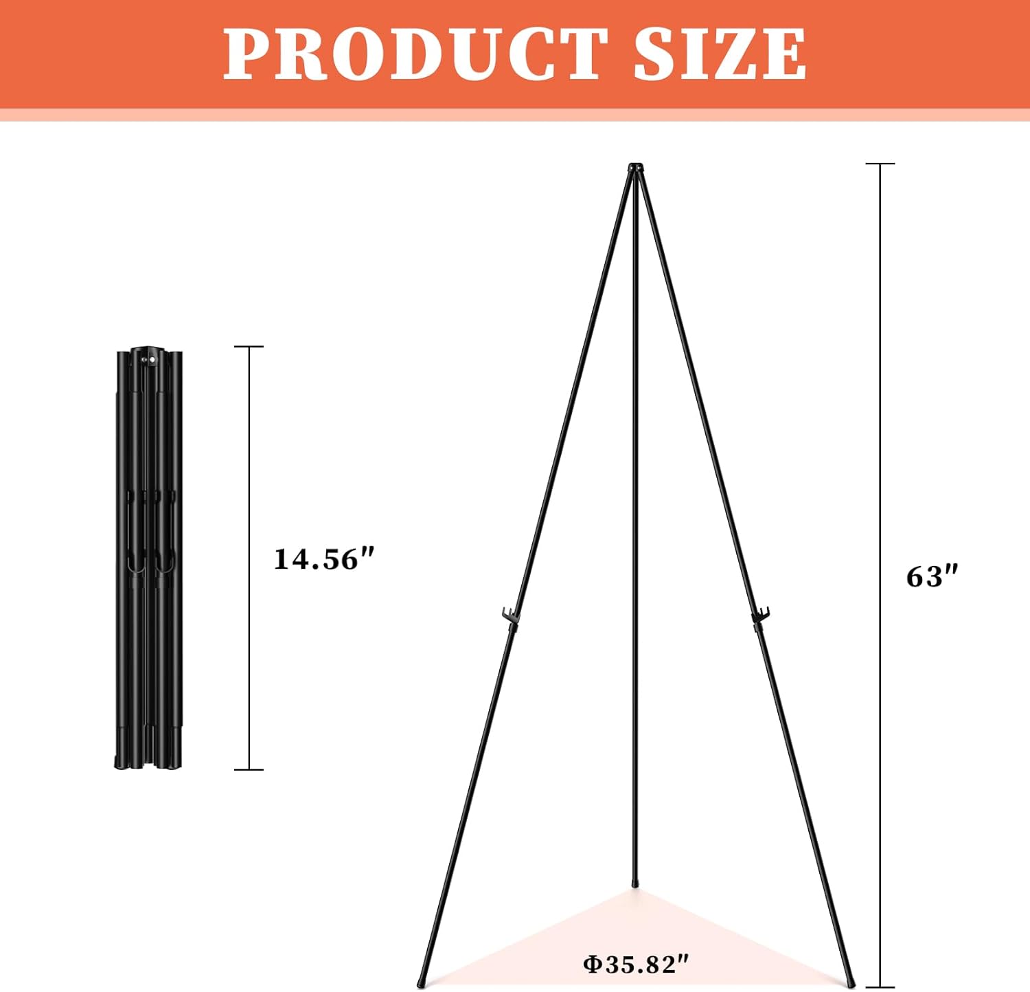 Alternative view of Easel Stand for Sign, 63" Portable Easels Stand for Display, Lightweight Adjustable Tripod Art Easel Stand for Wedding Sign, Black Metal Painting Easel with Portable Bags (2 Pack)