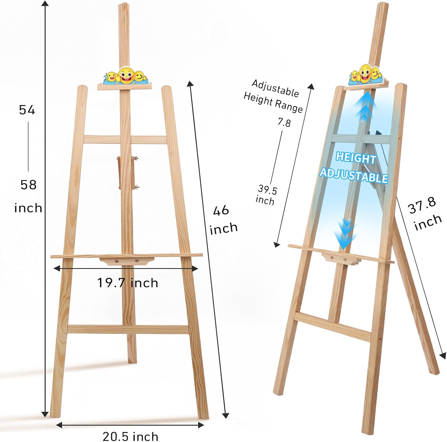 Alternative view of Wooden Easel Stand for Sign and Painting - Adjustable Artist Easel for Adults - Home & Wedding Display, Art Easel with Canvas Holder for Studio, Classroom
