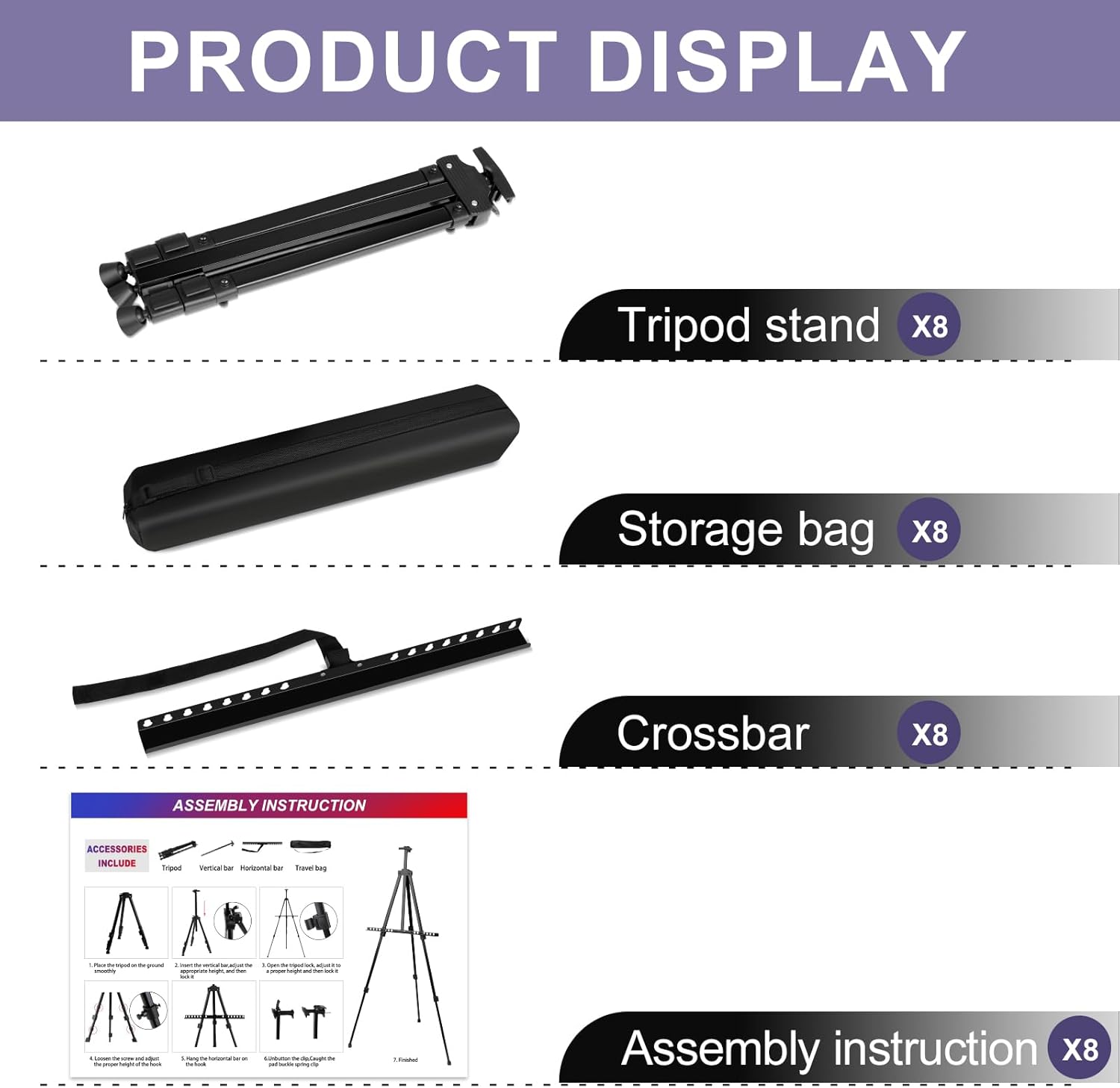 Alternative view of AROIC Art Painting Artist Easel Stand, Painting Display Easel Stand,Portable Adjustable Iron Tripod Display Stand with Bag, Height from 20 to 66 in for Table-Top/Floor Drawing and Displaying(8 Pack)