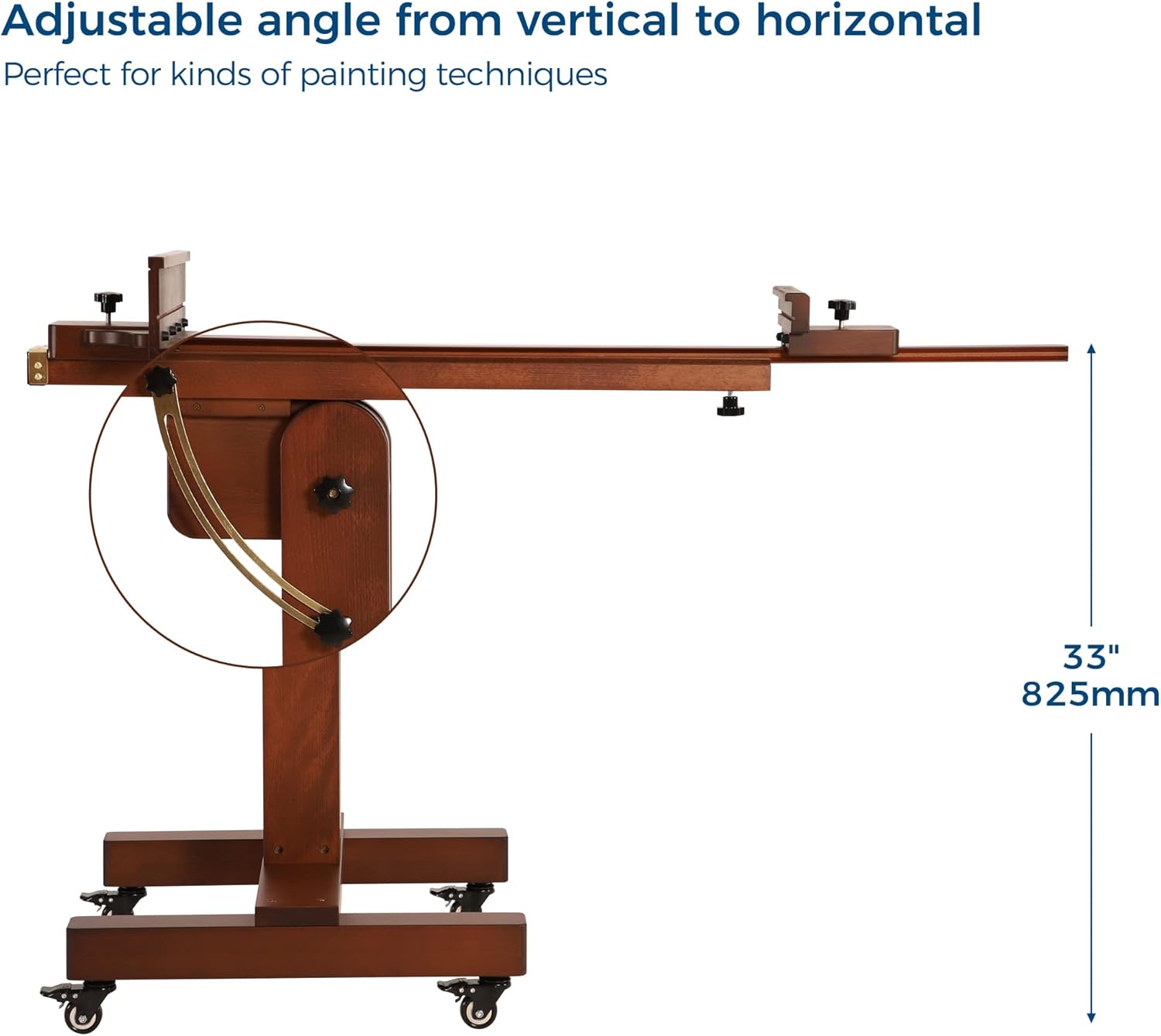 Alternative view of VISWIN Studio Heavy-Duty Easel, Holds Canvas Up to 71", Tilts Flat & Movable, Adjustable Solid Beech Wood Large Easel Stand for Painting, TV & Display, Floor Art Easel for Adult, Artist - Walnut