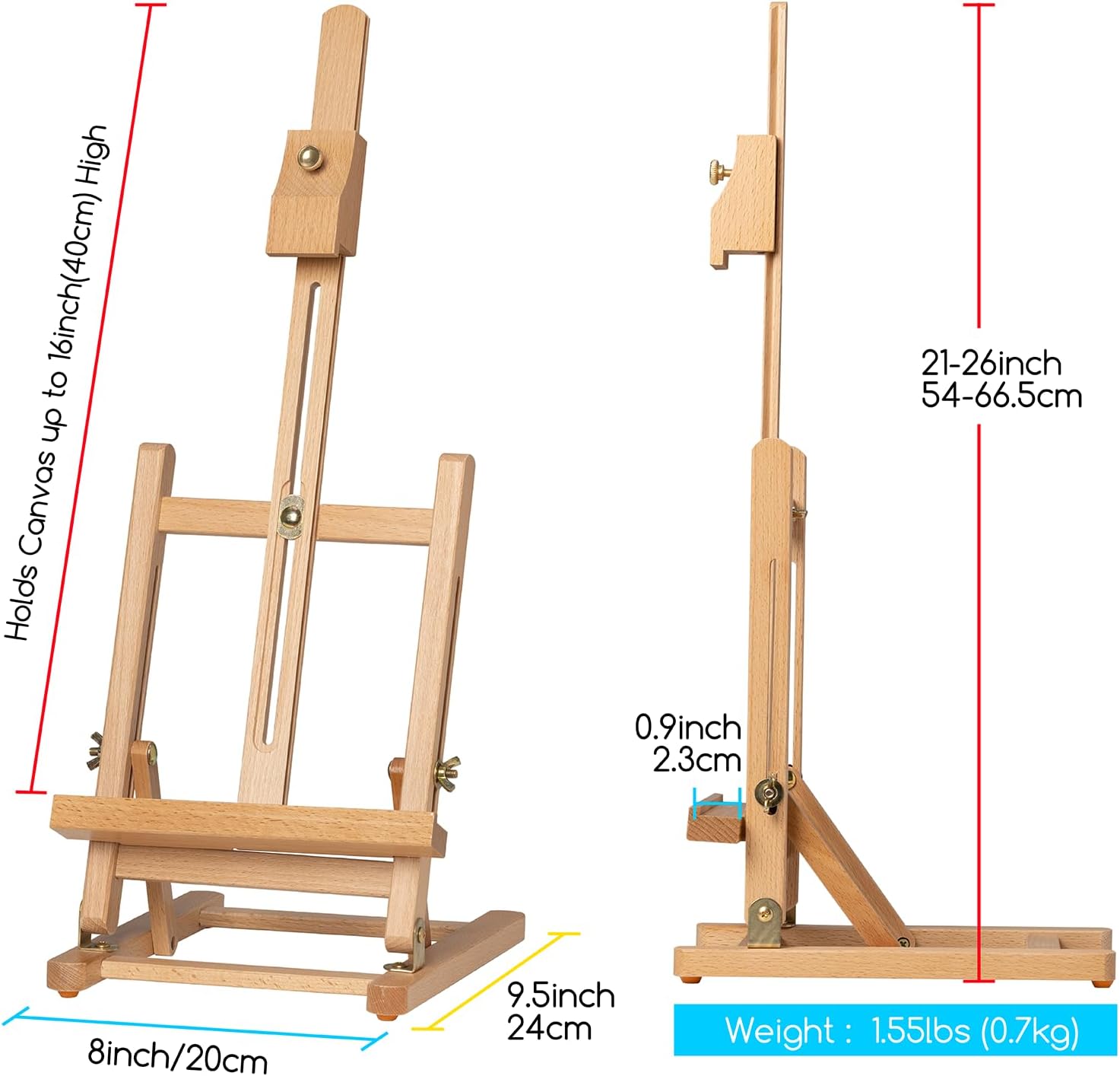 MEEDEN Tabletop Easel for Painting H-Frame, Adjustable Painting & Display Table Top Easel Stand, Hold Canvas up to 16", Sturdy Beech Wood Table Art Easel for Adults, Kids, Beginners