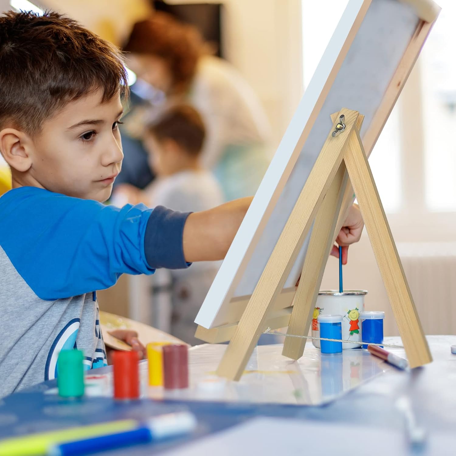 Kinlink 9 Inch Tall Wood Easels for Display Set of 6, Display Easel Tabletop, Painting Easel Stand for Artist Students