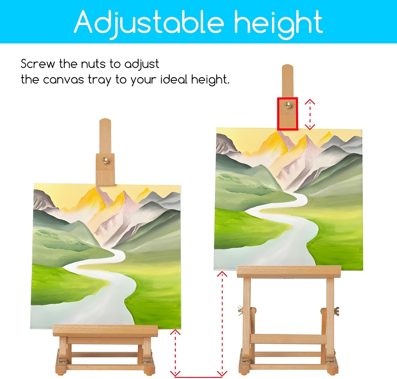 Alternative view of MEEDEN Tabletop Easel for Painting H-Frame, Adjustable Painting & Display Table Top Easel Stand, Hold Canvas up to 16", Sturdy Beech Wood Table Art Easel for Adults, Kids, Beginners