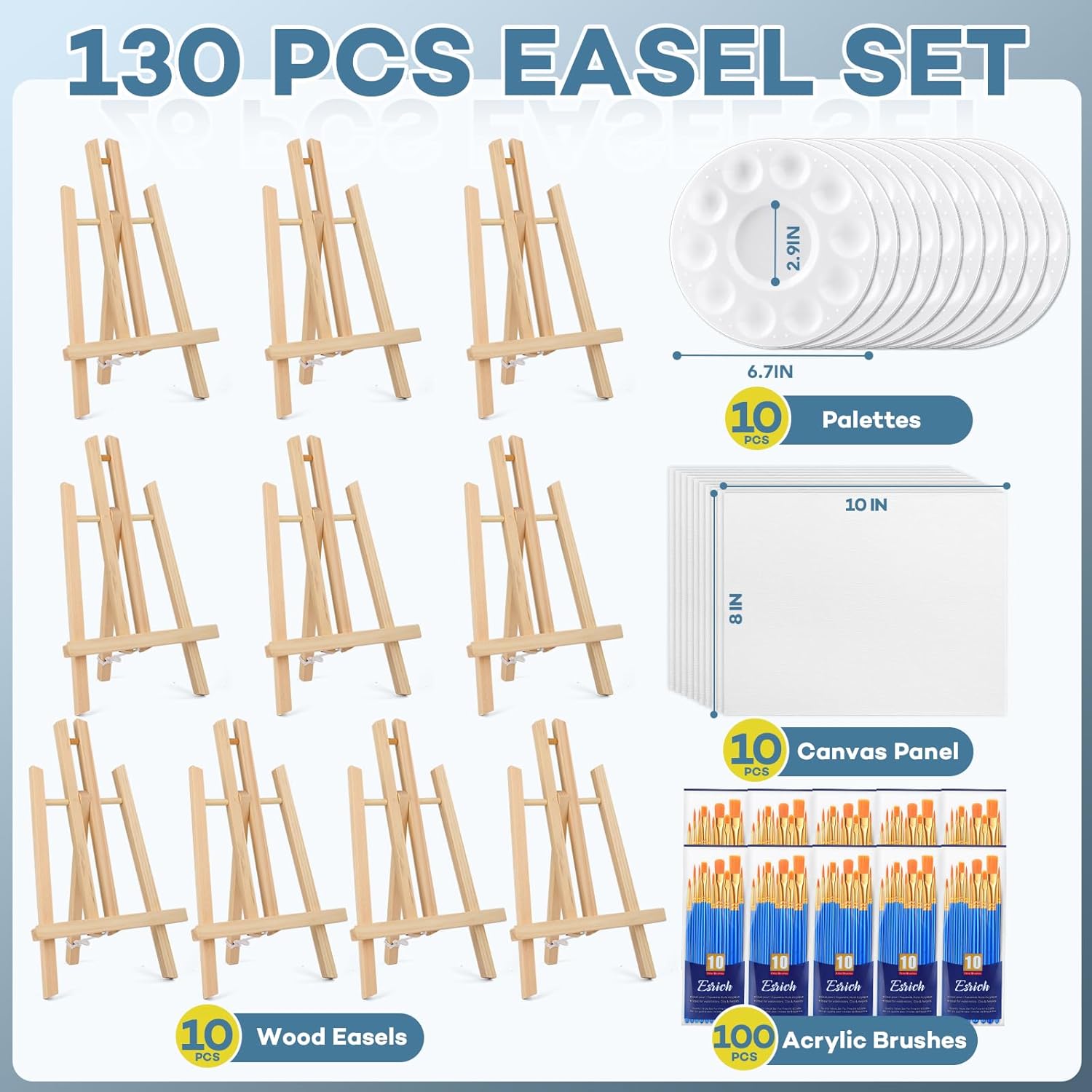 Alternative view of ESRICH 130PCS Canvas with Easel Set, Paint and Sip Kit for Adults,Paint Brushes Canvas Panel Painting Kit,Painting Supplies Kit, Artists and Beginners to Painting Party