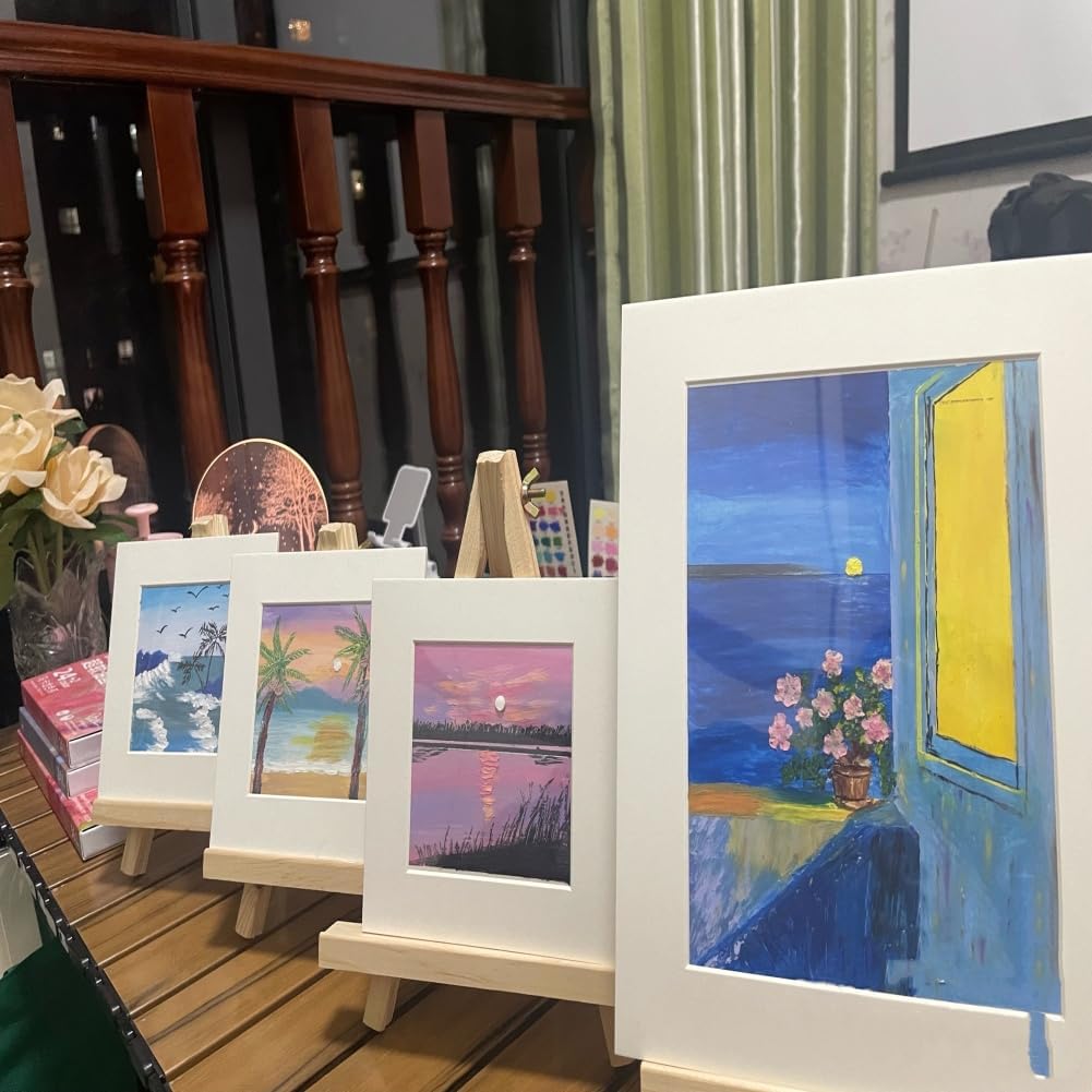 GardEasy 6 Pack 9 Inch Wood Easels, Easel Stand for Painting Canvases, Tripod, Kids Student Tabletop Easels for Painting, Art Craft Painting Easel Stand for Artist Adults Students