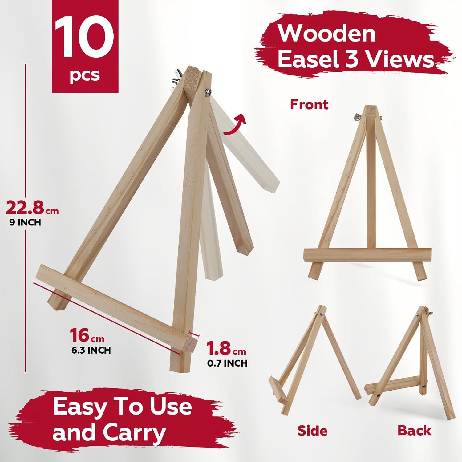 Alternative view of 10 Pack 9 Inch Wooden Easel Stand, Portable A-Frame Tabletop Display Easel for Painting, Canvas, Signs,Photos, Art Easel for Students, Beginners（Need Assemble）