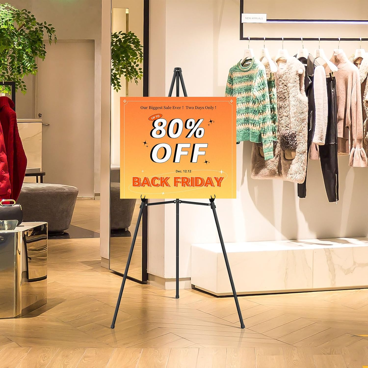 Easel Stand for Sign Portable,66" Art Easel Stand for Painting, Adjustable Metal Easels for Display,Wedding Signs, Posters-Black(2 Pack)