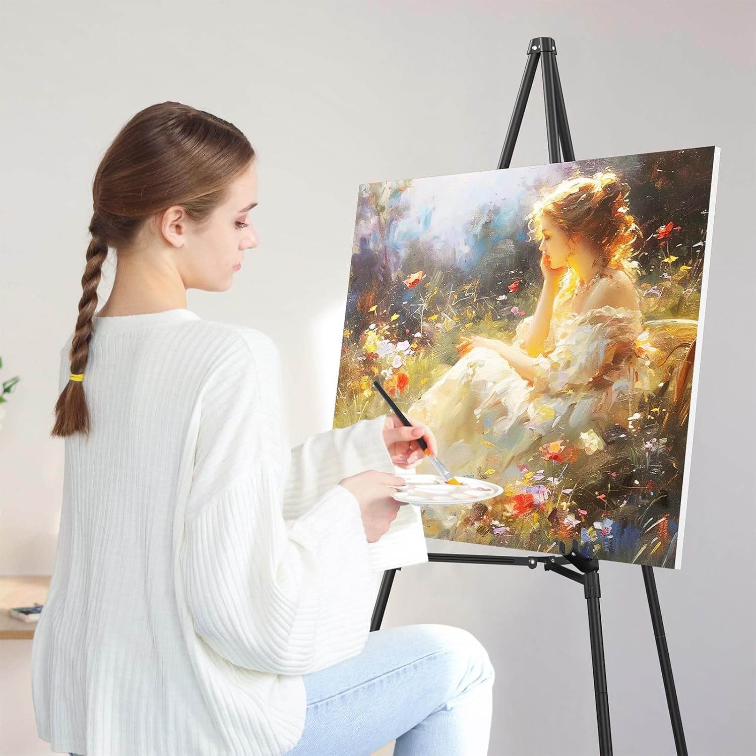 Easel Stand for Sign 70" Adjustable,Portable Metal Easels for Display with Reinforced Support,Folding Easel Sign for Wedding Sign,Painting(Black,2 Pack)