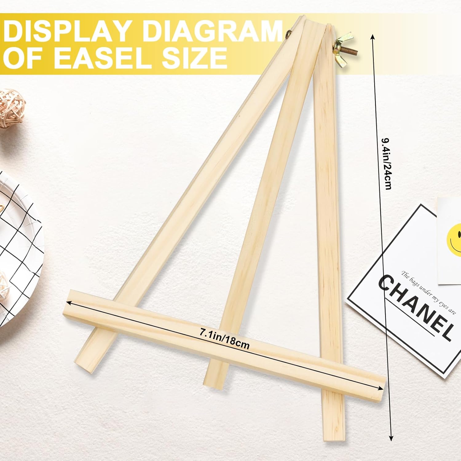 Alternative view of Fesorsi Mini Easels 12 Pack, Small Easels for Painting 24cm/9 Inch, Folding Design, Small Easel with 12 Palettes and 60 Brushes, Suitable for Outdoor Painting Party