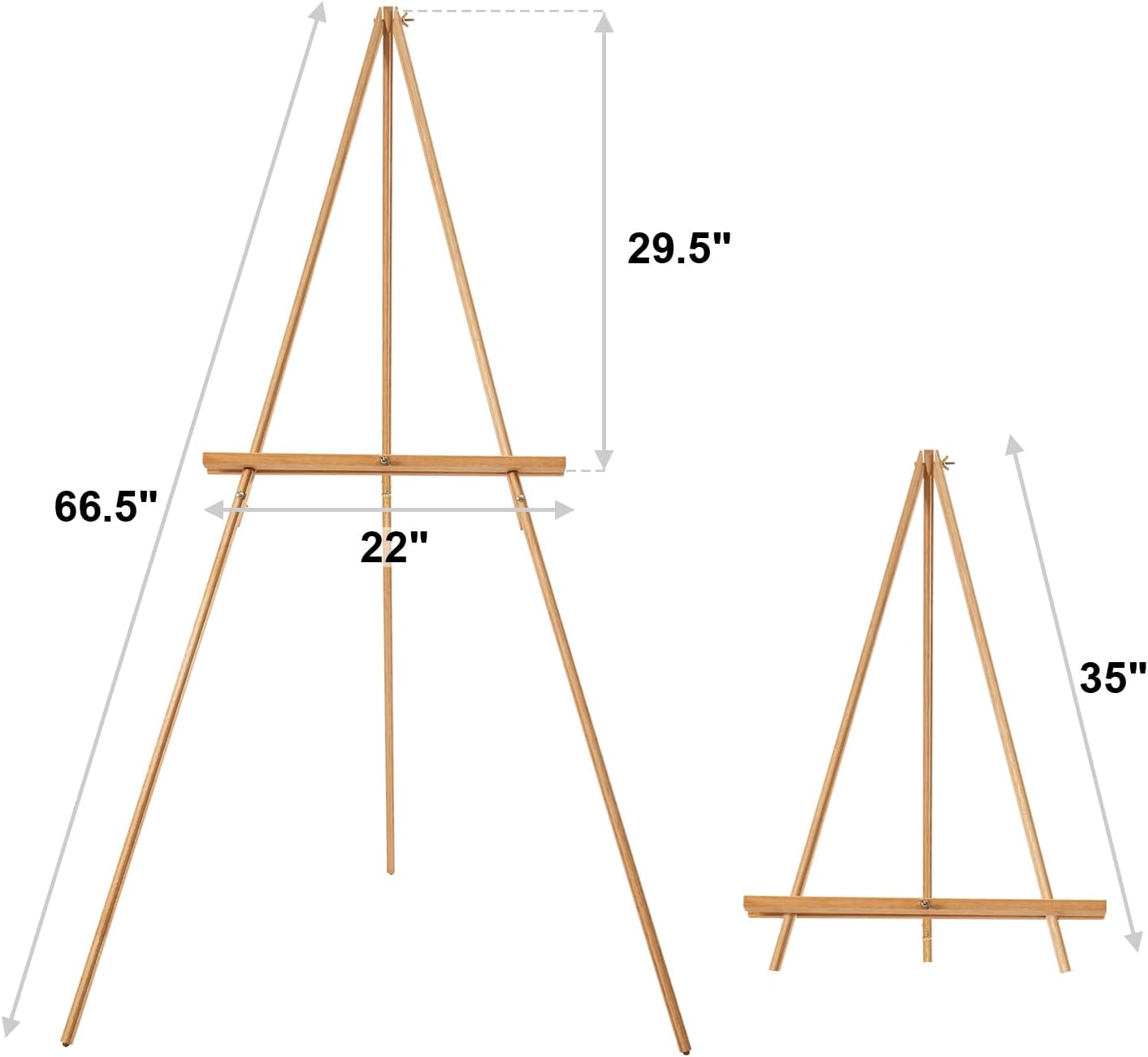 Falling in Art 65" A-Frame Tripod Easel Stand, Wooden Display Easel with Adjustable Canvas Holder, Floor Easel for Wedding Signs, Posters, Paintings, Artwork(Natural) 2 Pack