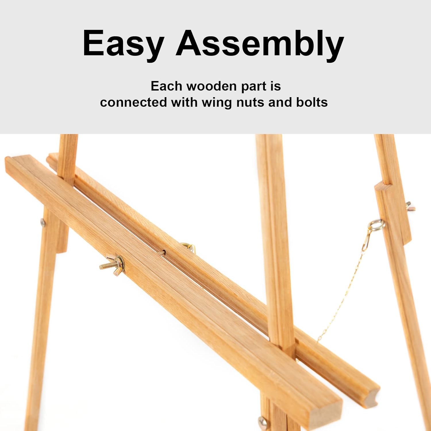 Alternative view of Falling in Art 65" A-Frame Tripod Easel Stand, Wooden Display Easel with Adjustable Canvas Holder, Floor Easel for Wedding Signs, Posters, Paintings, Artwork(Natural) 2 Pack