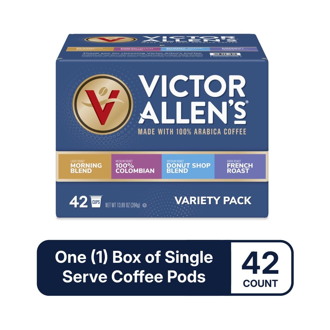 Alternative view of Victor Allen's Coffee Variety Pack (Morning Blend, 100% Colombian, Donut Shop Blend, French Roast), 42 Count, Single Serve Coffee Pods for Keurig K-Cup Brewers