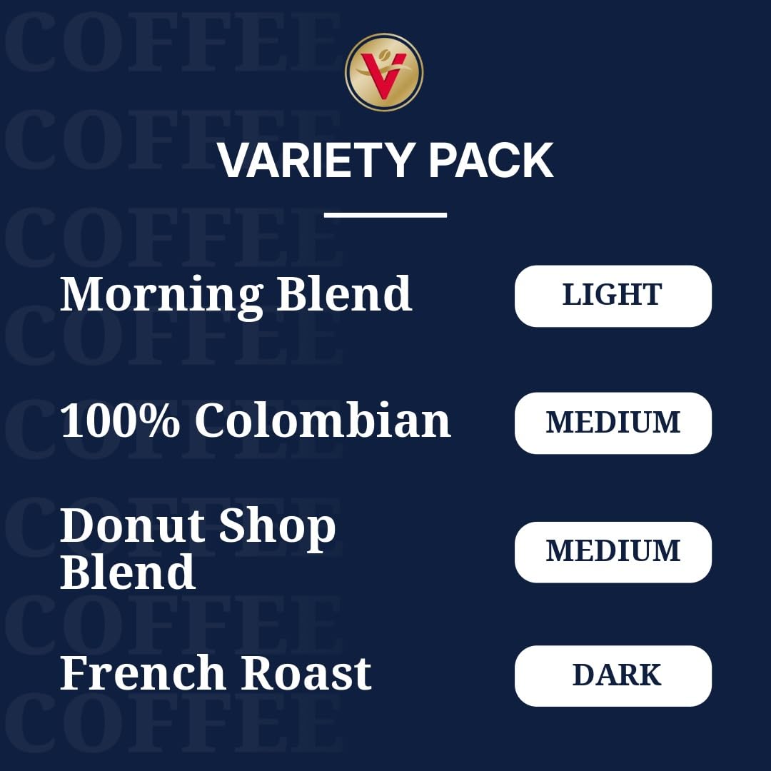 Victor Allen's Coffee Variety Pack (Morning Blend, 100% Colombian, Donut Shop Blend, and French Roast), 96 Count, Single Serve Coffee Pods for Keurig K-Cup Brewers