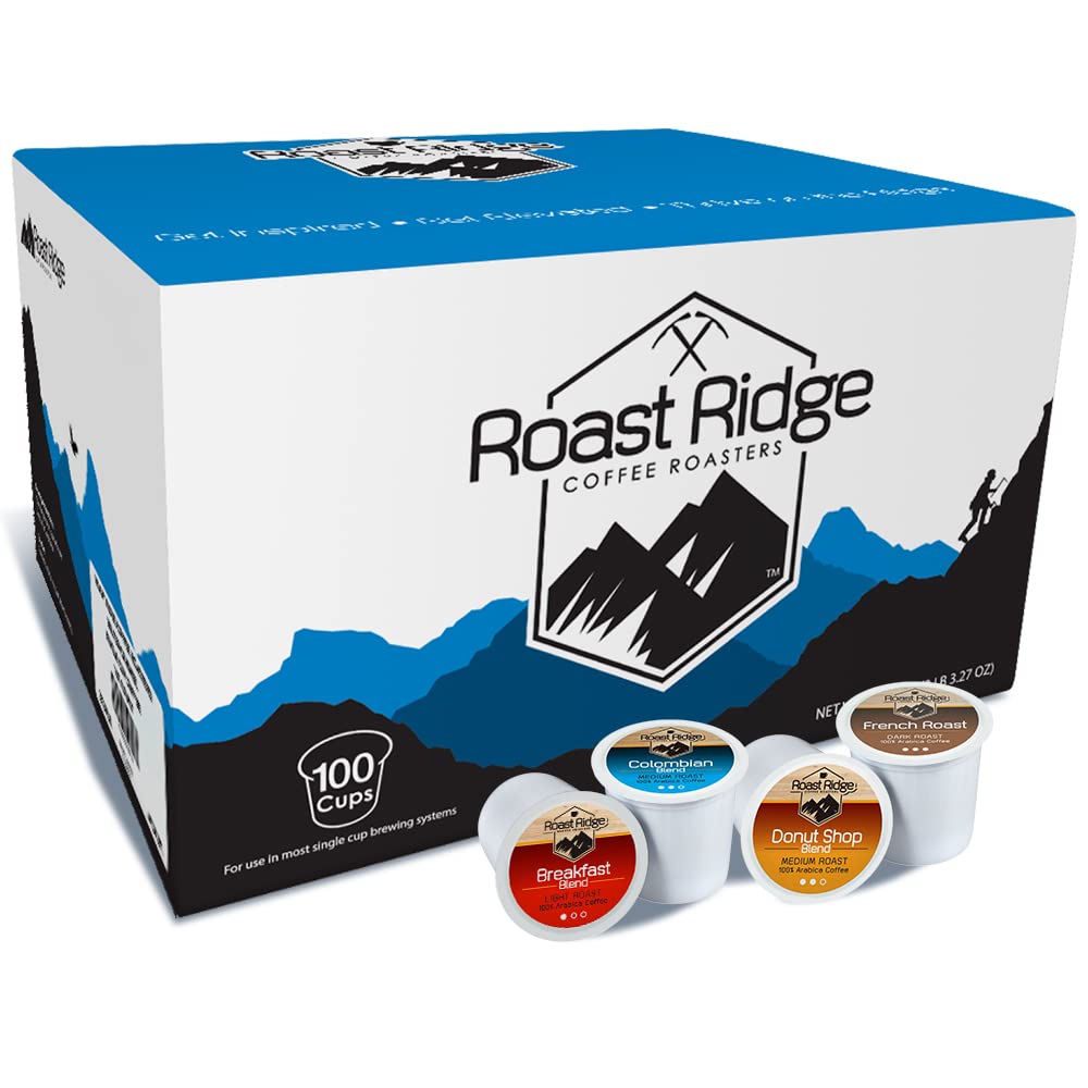 Roast Ridge Single Serve Coffee Pods for Keurig K-Cup Brewers, Variety Pack, Light Roast, Medium Roast, Dark Roast, 100 Count (25 each: Breakfast Blend, Donut Shop, French Roast, Colombian) - Image 8