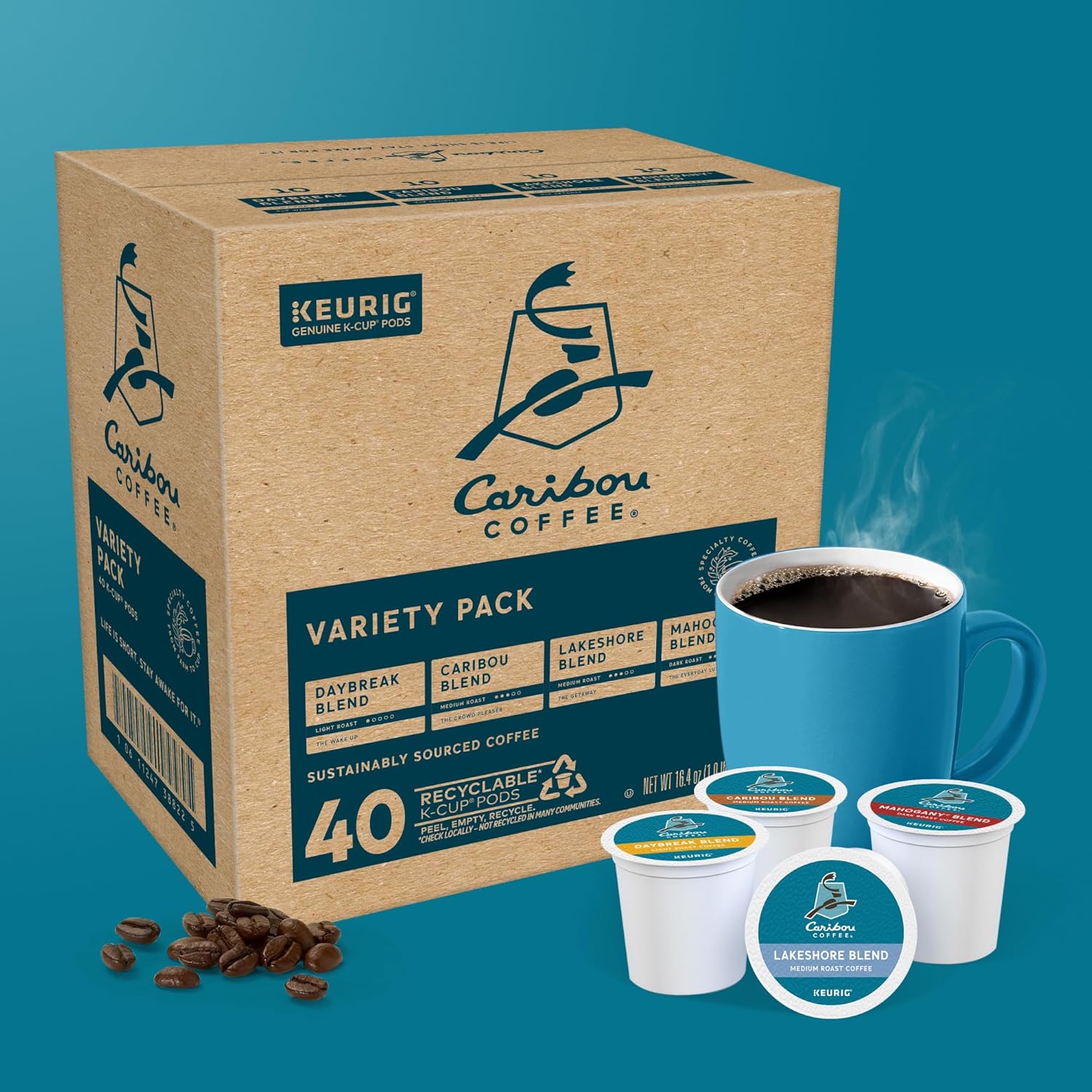 Caribou Coffee Single Serve Keurig K-Cup Pod Variety Pack, Light, Medium, and Dark Roast Coffees, 40-Count Box(Pack of 1) - Image 9