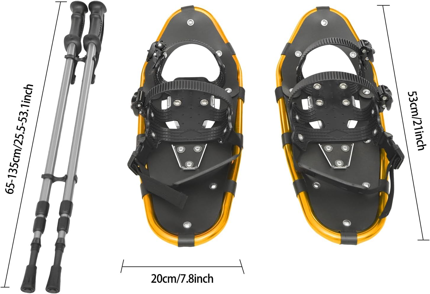 Alternative view of 21/25 Inches Snowshoes with Adjustable Trekking Poles Lightweight Aluminum Snowshoe Set for Men Women Youth Snowshoe Straps Wrist Strap Easy to Wear (Red/Black/Blue/Grey)