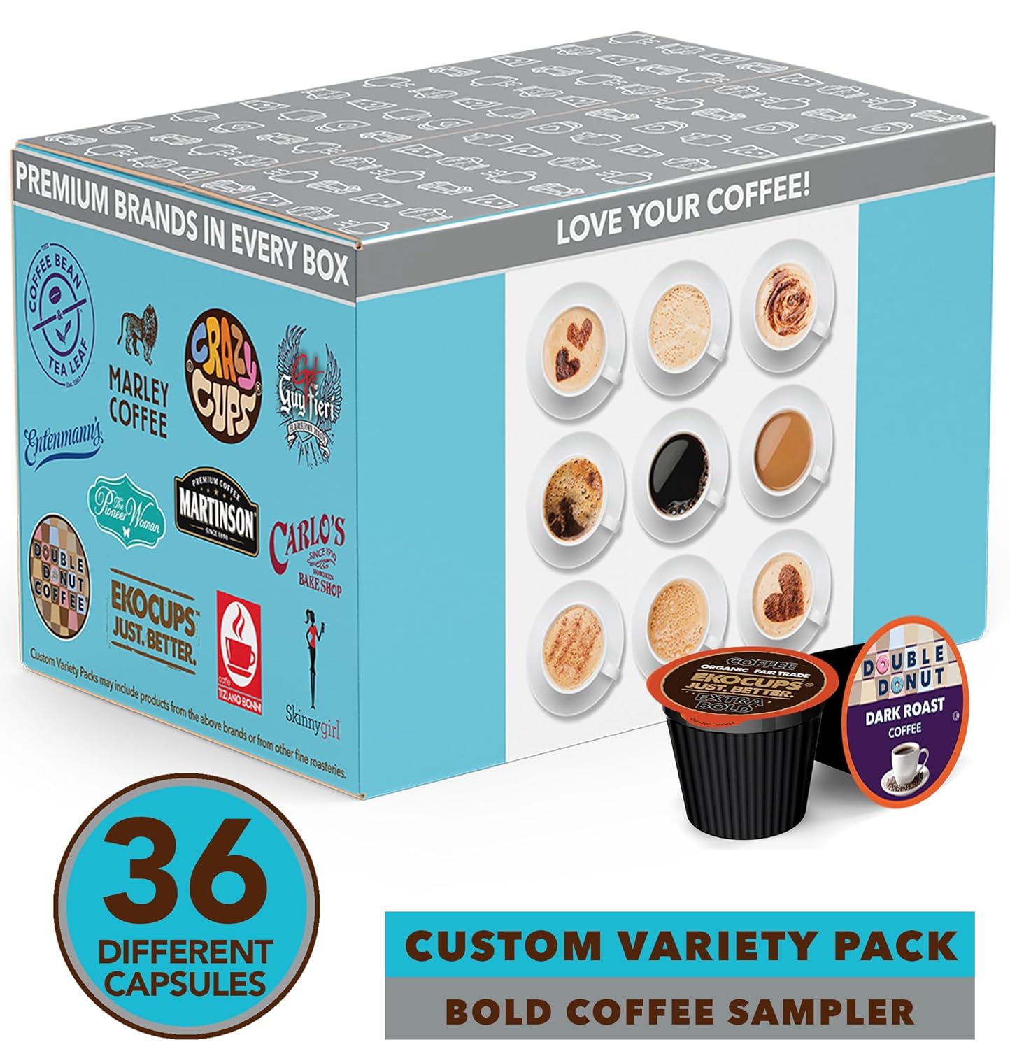 Perfect Samplers Dark Roast Coffee Pod Variety Pack - Pack for Keurig K Cups Coffee Makers, Bold 36 Count