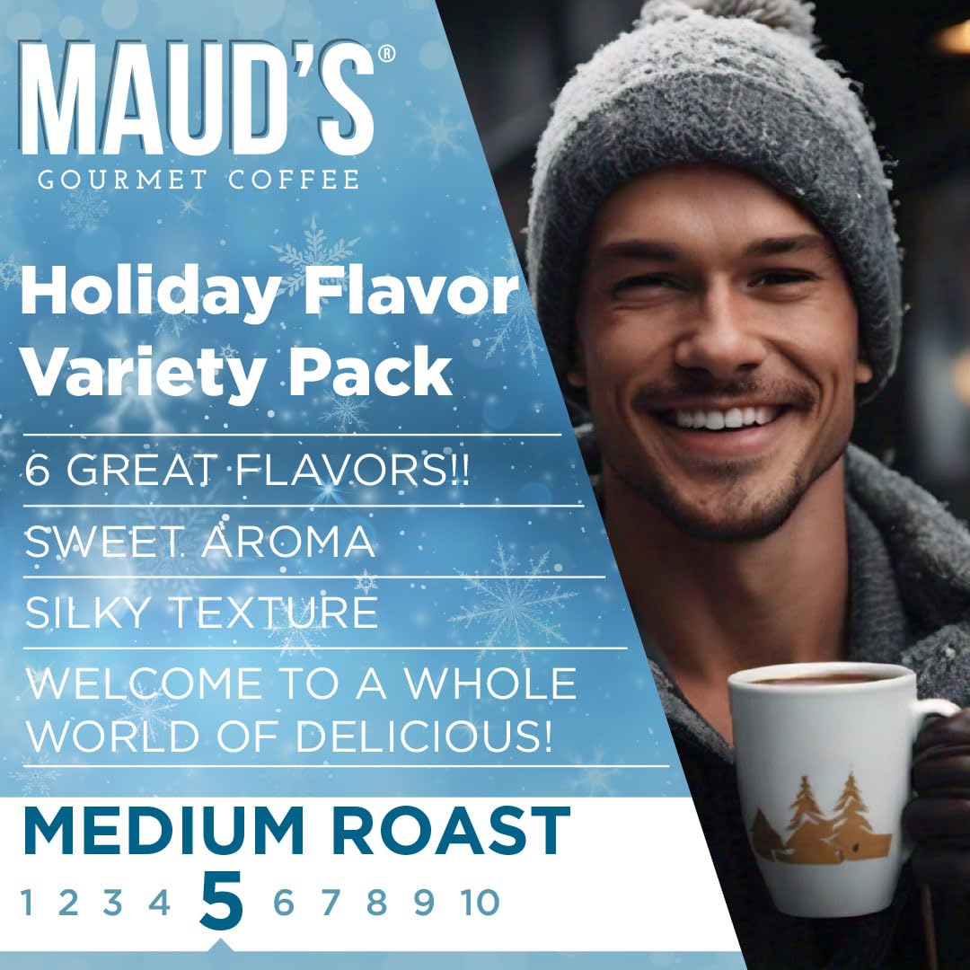 Alternative view of Maud's Holiday Blend Coffee Pods Variety Pack, 42 ct, 6 Assorted Flavors, Medium Roast Coffee in Recyclable Single Serve Pods u2013 100% Arabica Coffee, Compatible with Keurig K Cups Maker