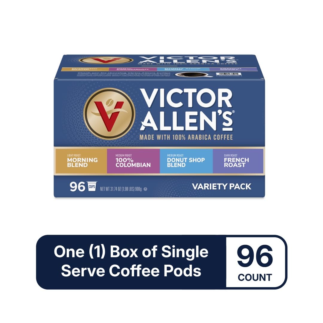 Alternative view of Victor Allen's Coffee Variety Pack (Morning Blend, 100% Colombian, Donut Shop Blend, and French Roast), 96 Count, Single Serve Coffee Pods for Keurig K-Cup Brewers
