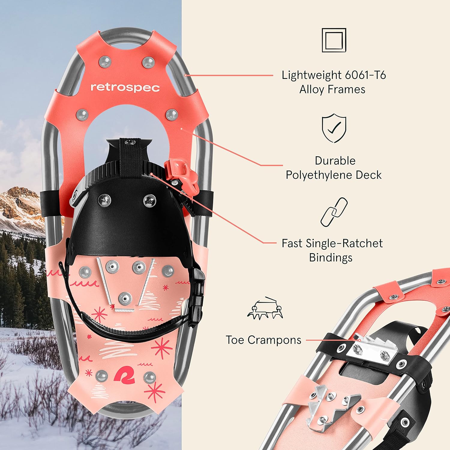 Alternative view of Retrospec Drifter Kids Snowshoes Bundle with Adjustable Trekking Poles - Lightweight Aluminum Hiking Sticks Collapsible for Boys & Girls All Terrain - Walking Sticks with Carrying Bag