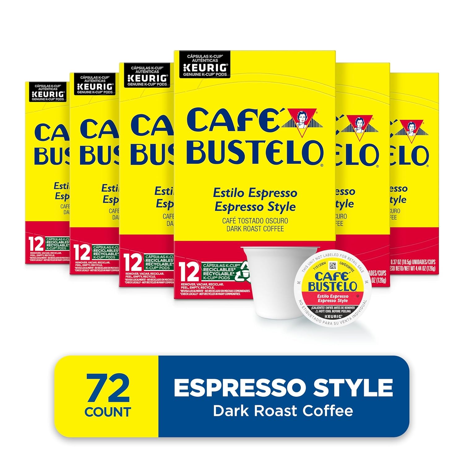 Alternative view of Café Bustelo Espresso Style Dark Roast Coffee, 72 Count Keurig K-Cup Pods