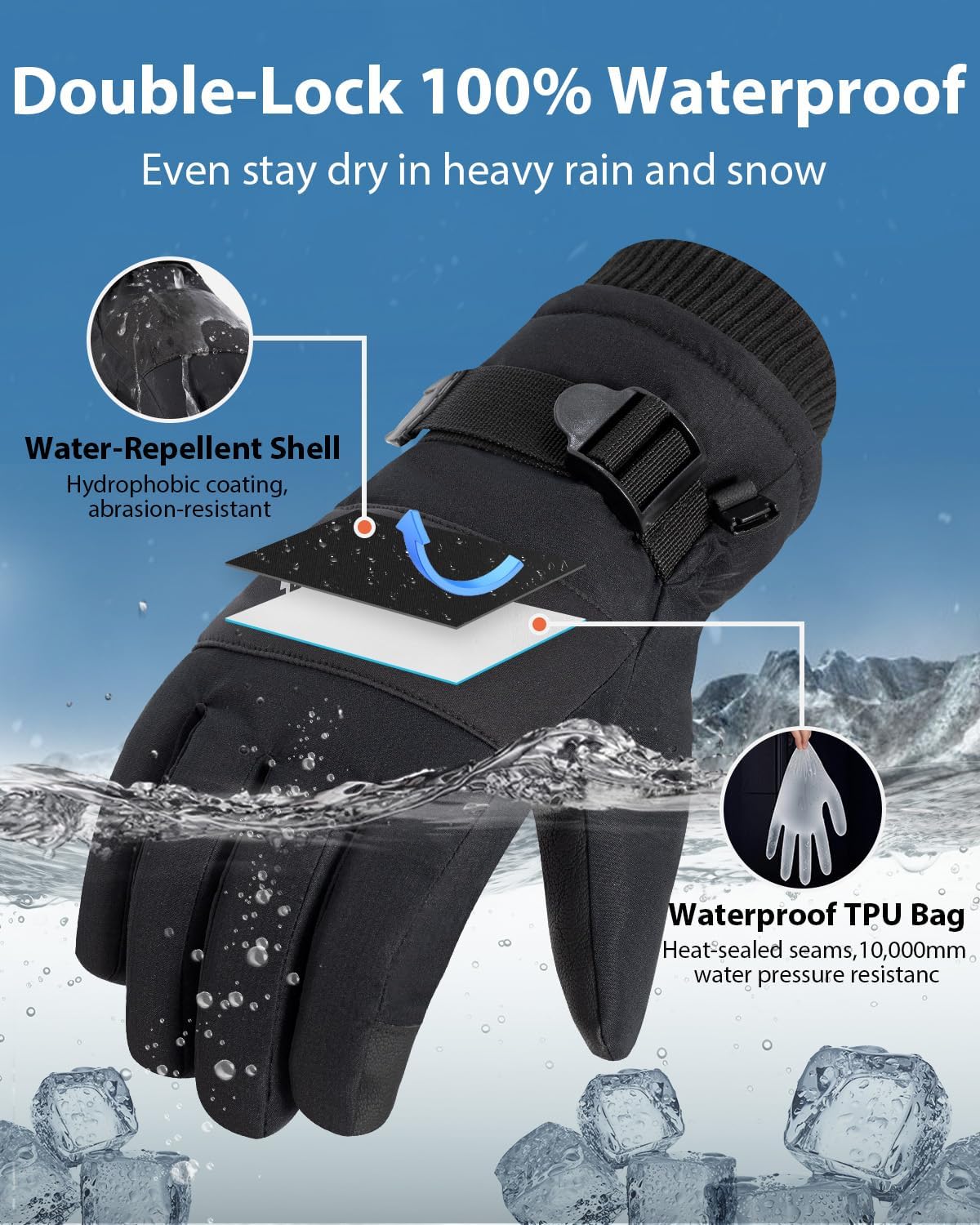 Alternative view of Pixel Panda Mens Winter Gloves Waterproof, Gloves for Cold Weather Extreme Women with 3M Thinsulate and Thick Plush Fleece