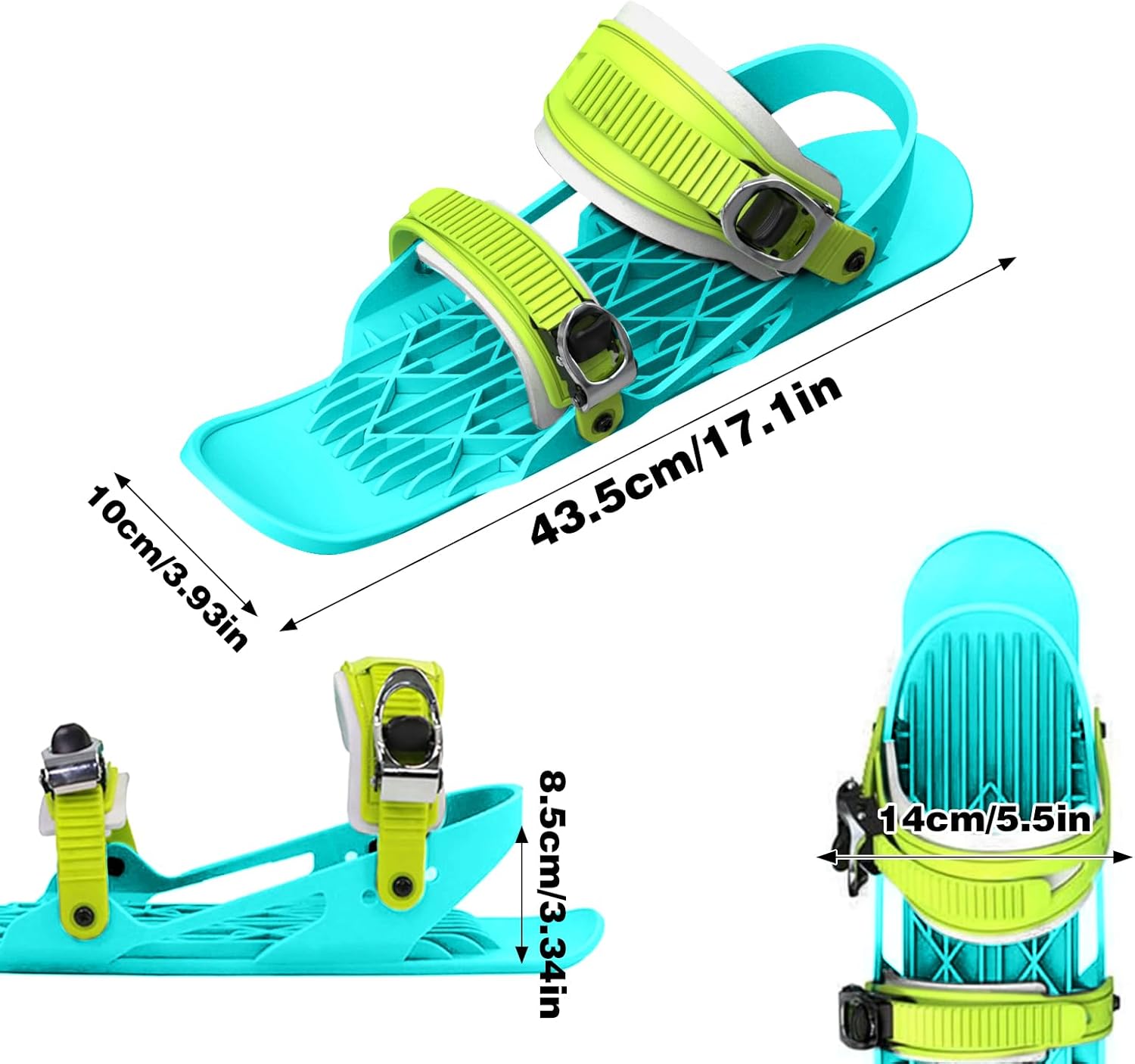 Snow Pro Mini Short Ski Skates Set - Adjustable Skates, Gloves, Goggles for Winter Sports