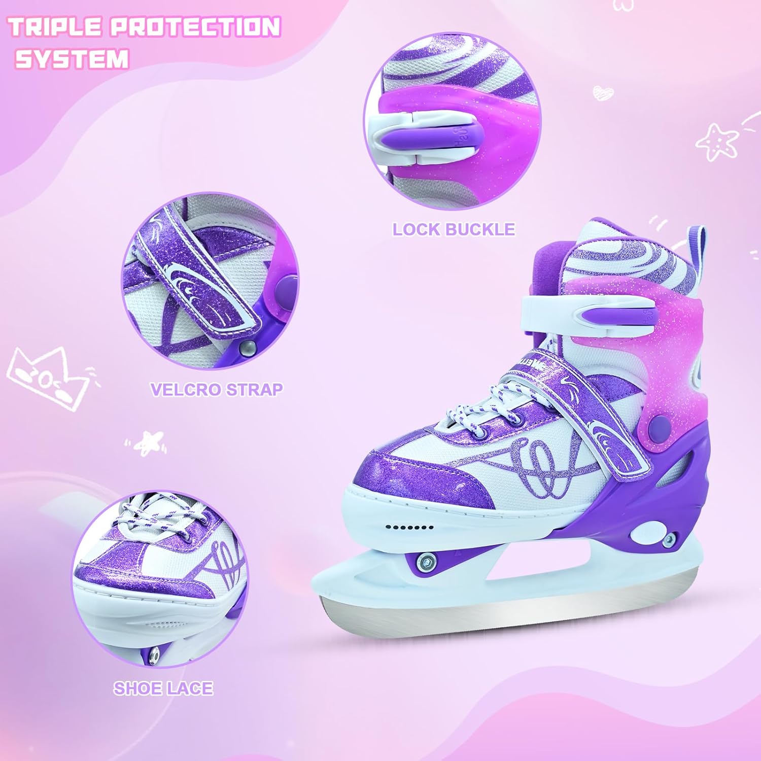 Alternative view of Adjustable Ice Skates for Kids, Girls Ice Skating Shoes for Beginner Ages 4-12, Iceskates for Boys Outdoor and Rank