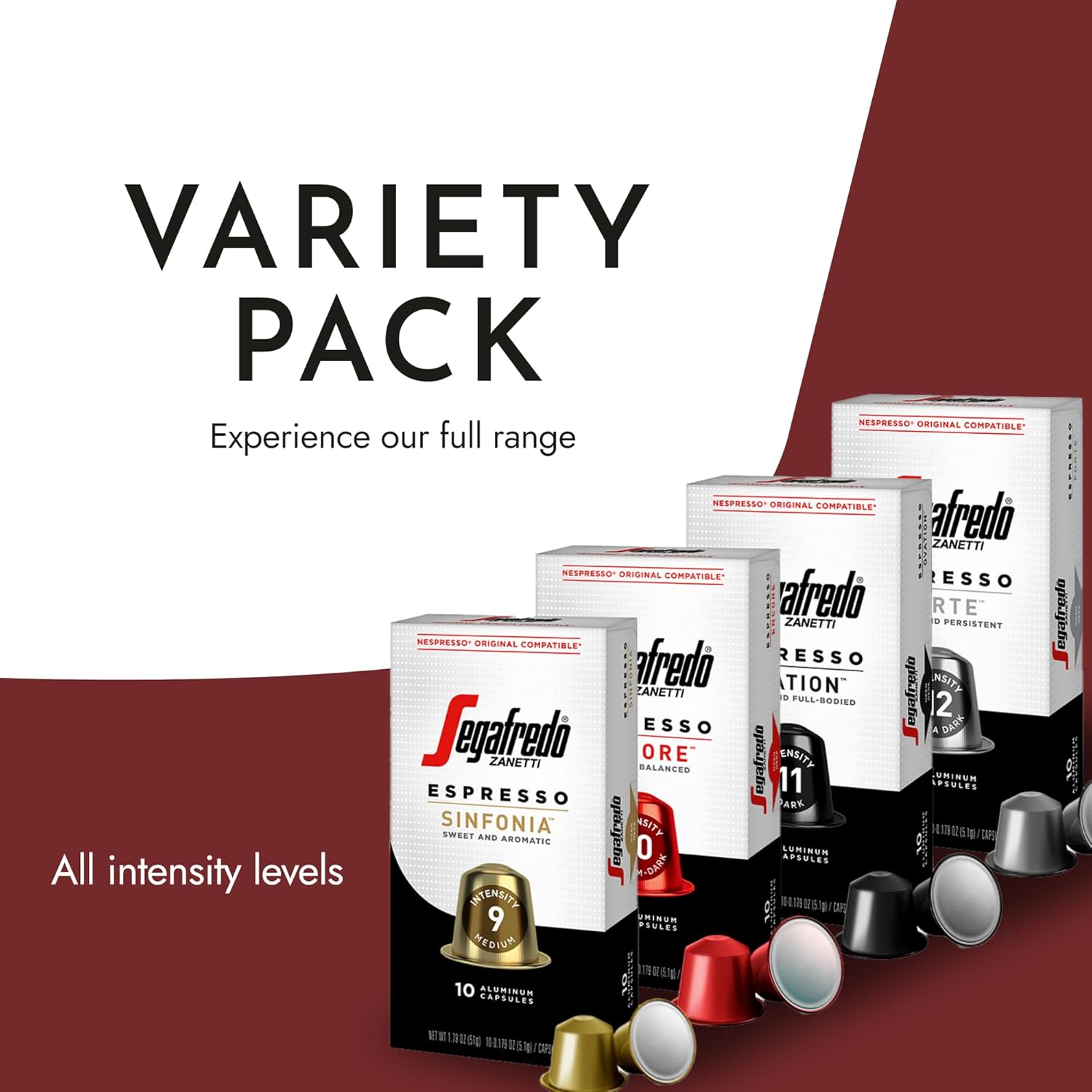 Segafredo Zanetti Espresso Capsules u2013 Aluminum Pods for Nespresso Original Machines u2013 4 Flavor Variety Pack Premium Espresso u2013 Forte, Ovation, Encore, and Sinfonia u2013 Variety, 10 Count (Pack of 4) - Image 2