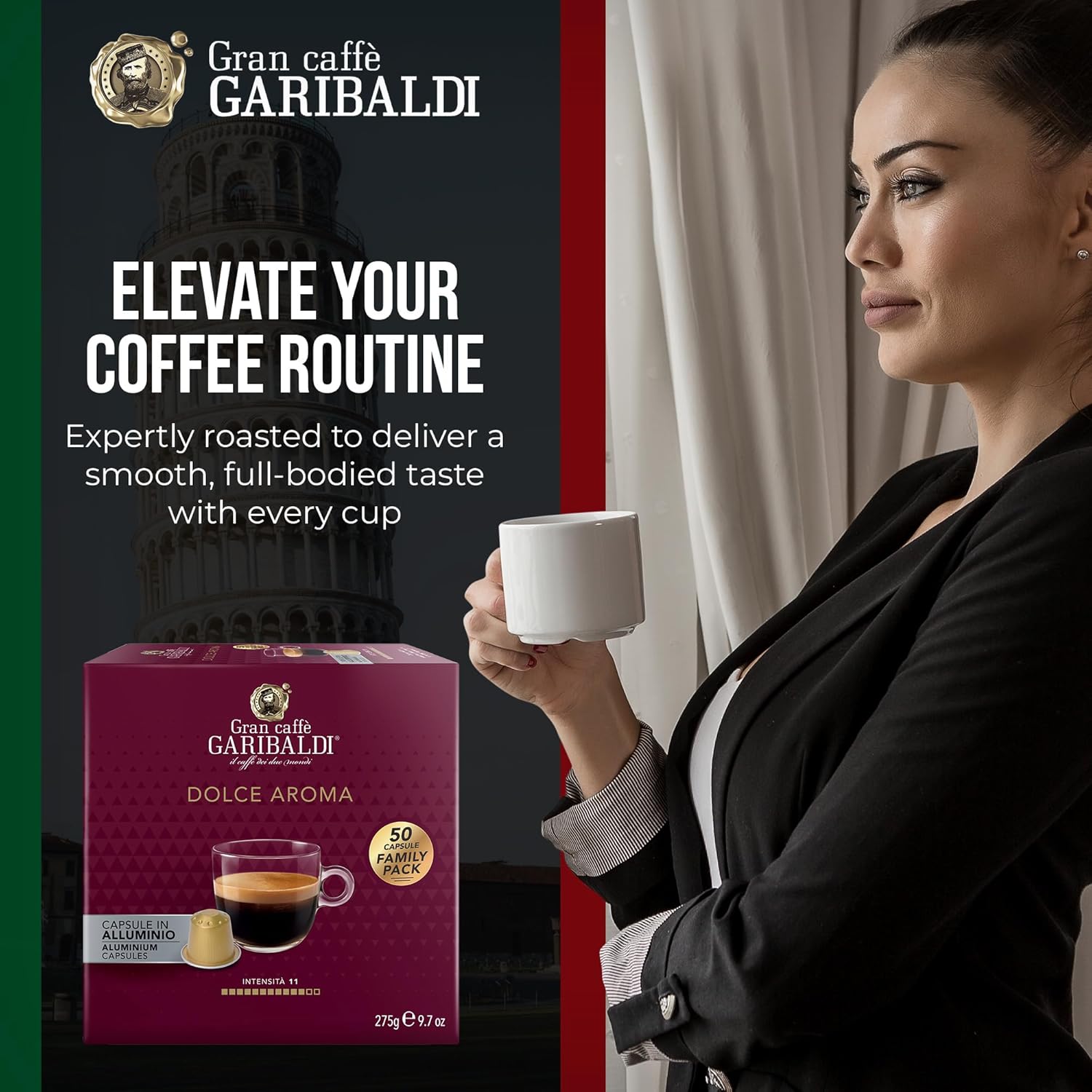 Alternative view of Gran Caffè Garibaldi Espresso Pods, Italian Roasted Coffee, Compatible Nespresso Original Line Machines, Nitrogen Flushed, Full-Bodied Crema, Almond & Dried Fruit - Dolce Aroma 50 Aluminum Cups