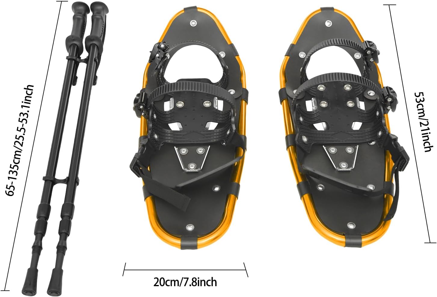 Alternative view of 21/25 Inch Snowshoes & Trekking Poles Bundle, Lightweight All Terrain Aluminum Snow Shoes with 3-Section Ttelescopic Poles and Carry Bag for Men Women Youth