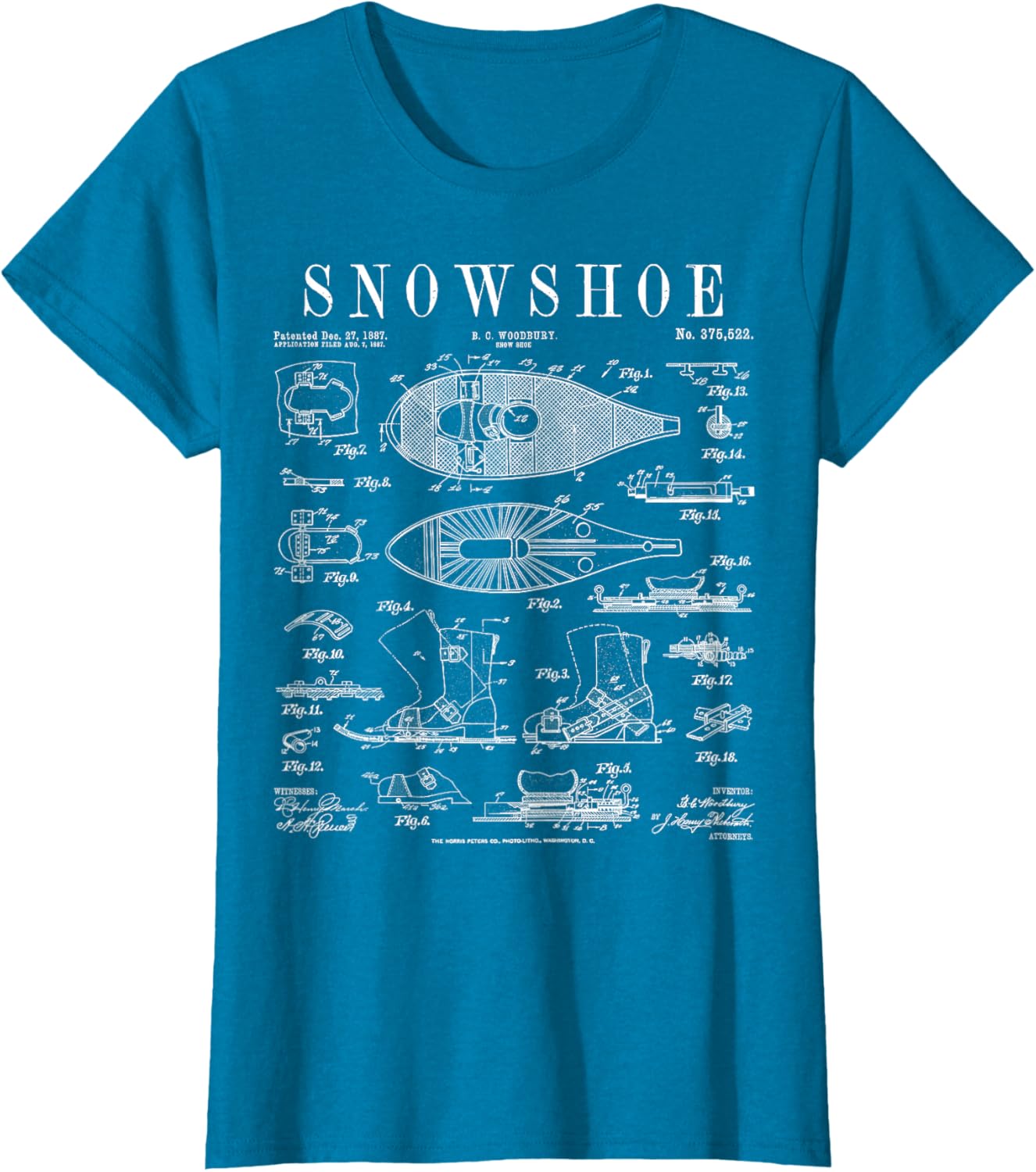 Alternative view of Snowshoe Snowshoeing Winter Hiking Vintage Patent Print