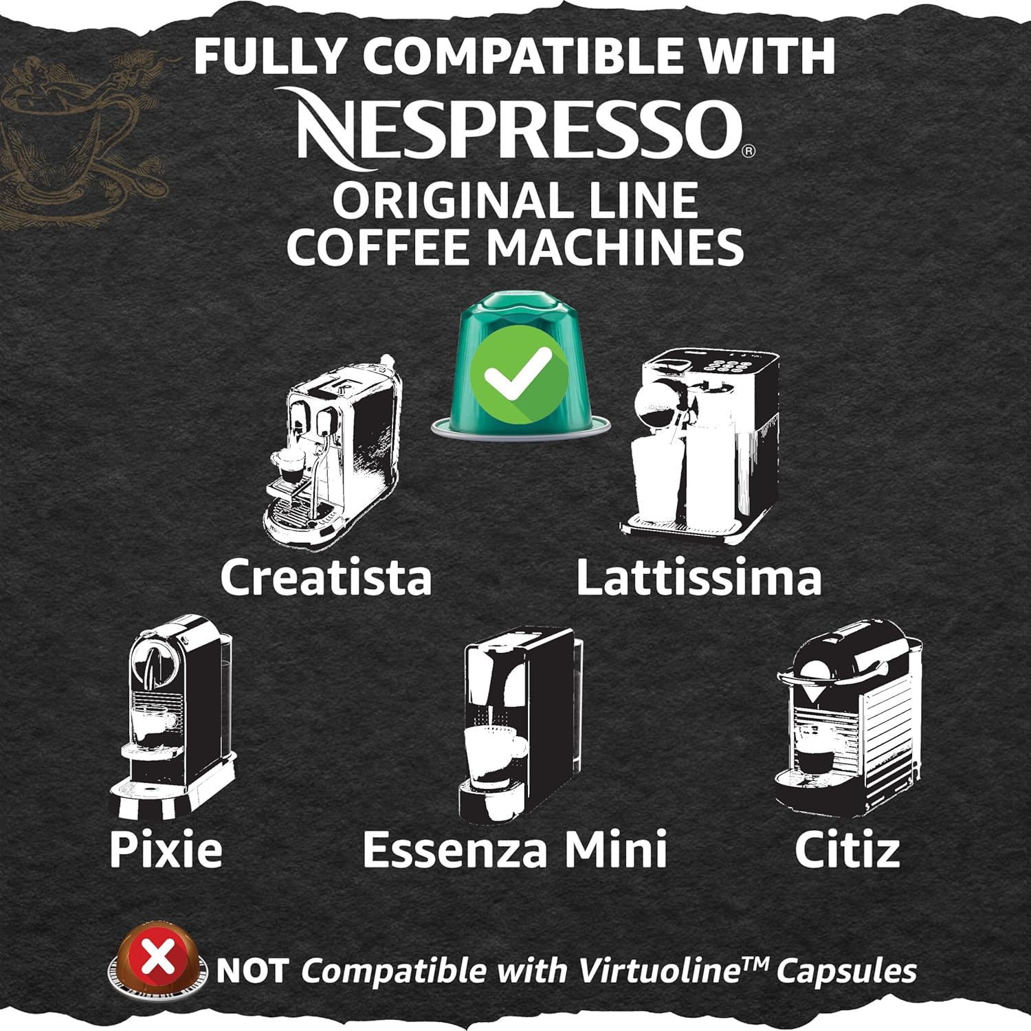 Cellini Caffè Intenso Aluminum Nespresso Pods, 30 Count, Dark Roast Coffee Capsules, 100% Nespresso Original Machine Compatible, Extra Strong