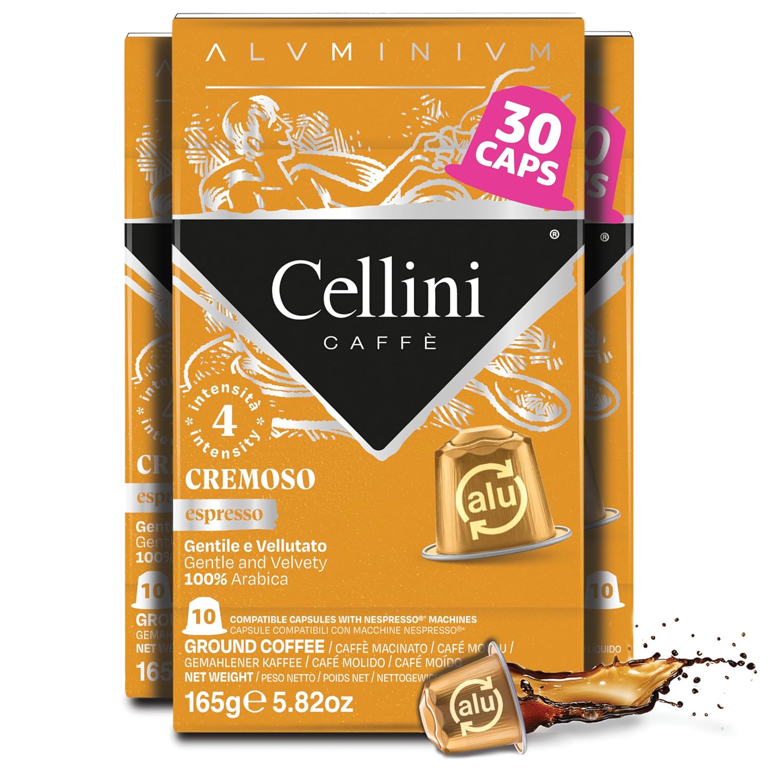 Cellini Caffè Intenso Aluminum Nespresso Pods, 30 Count, Dark Roast Coffee Capsules, 100% Nespresso Original Machine Compatible, Extra Strong - Image 8