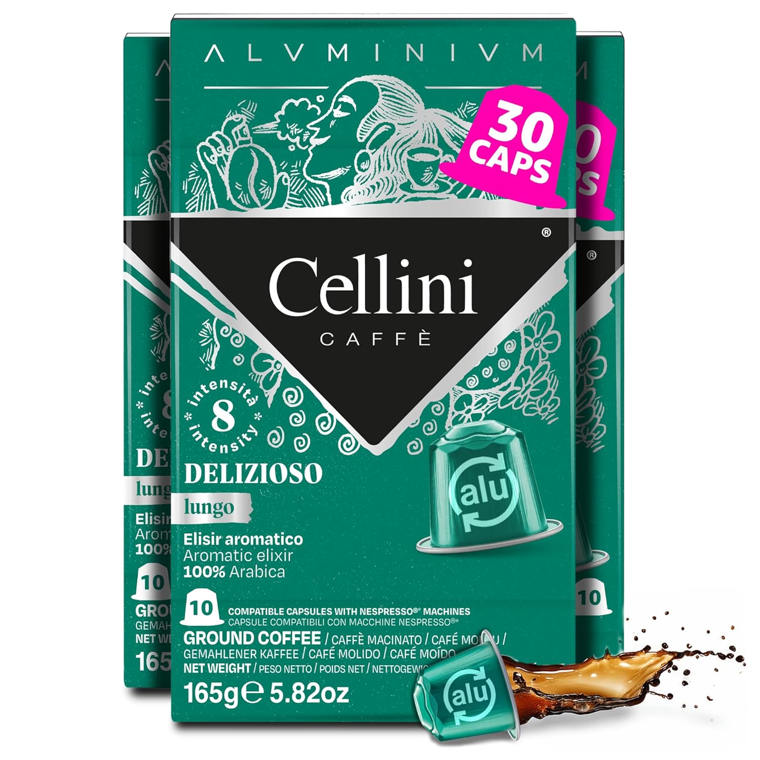 Cellini Caffè Intenso Aluminum Nespresso Pods, 30 Count, Dark Roast Coffee Capsules, 100% Nespresso Original Machine Compatible, Extra Strong - Image 9