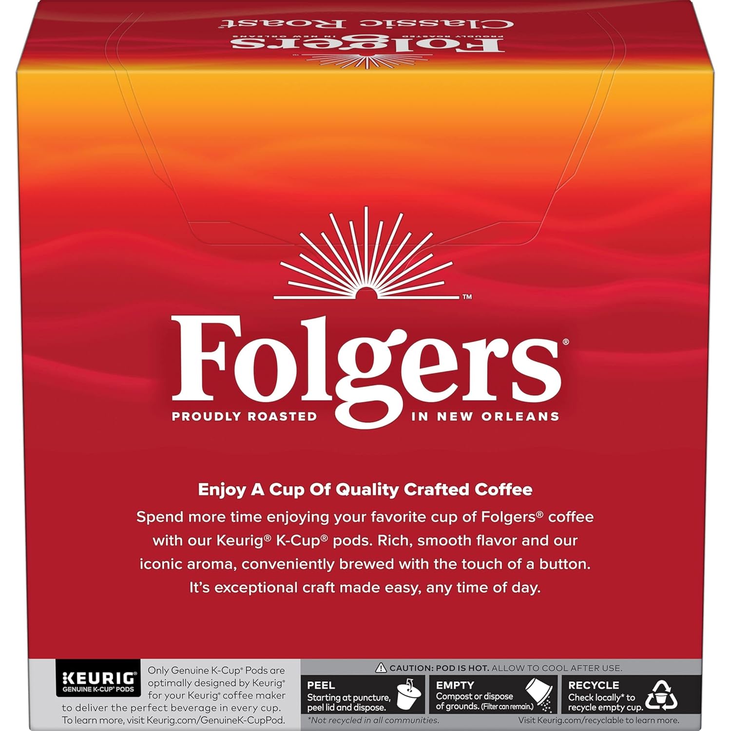 Alternative view of Folgers Classic Roast Coffee, Medium Roast, K Cup Pods for Keurig Coffee Makers, 32Count