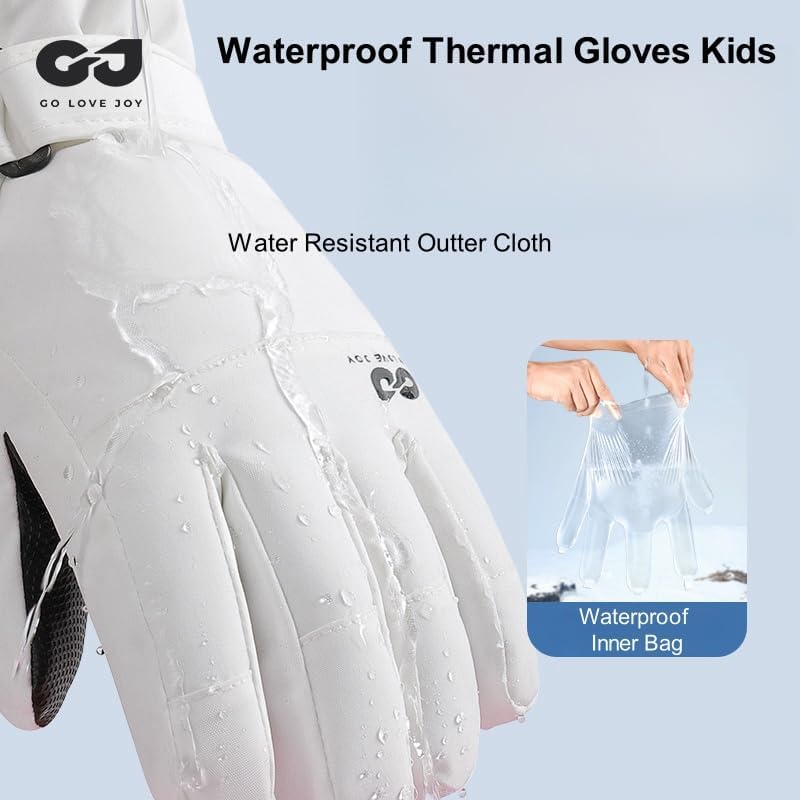 Alternative view of JJZS Boys Girls Ski Snow Gloves Waterproof Winter Insulated Thermal Kids Snowboard Gloves for Skiing Snowboarding Ice Skating Snow Sleds Extreme Cold Weather Ski Gear