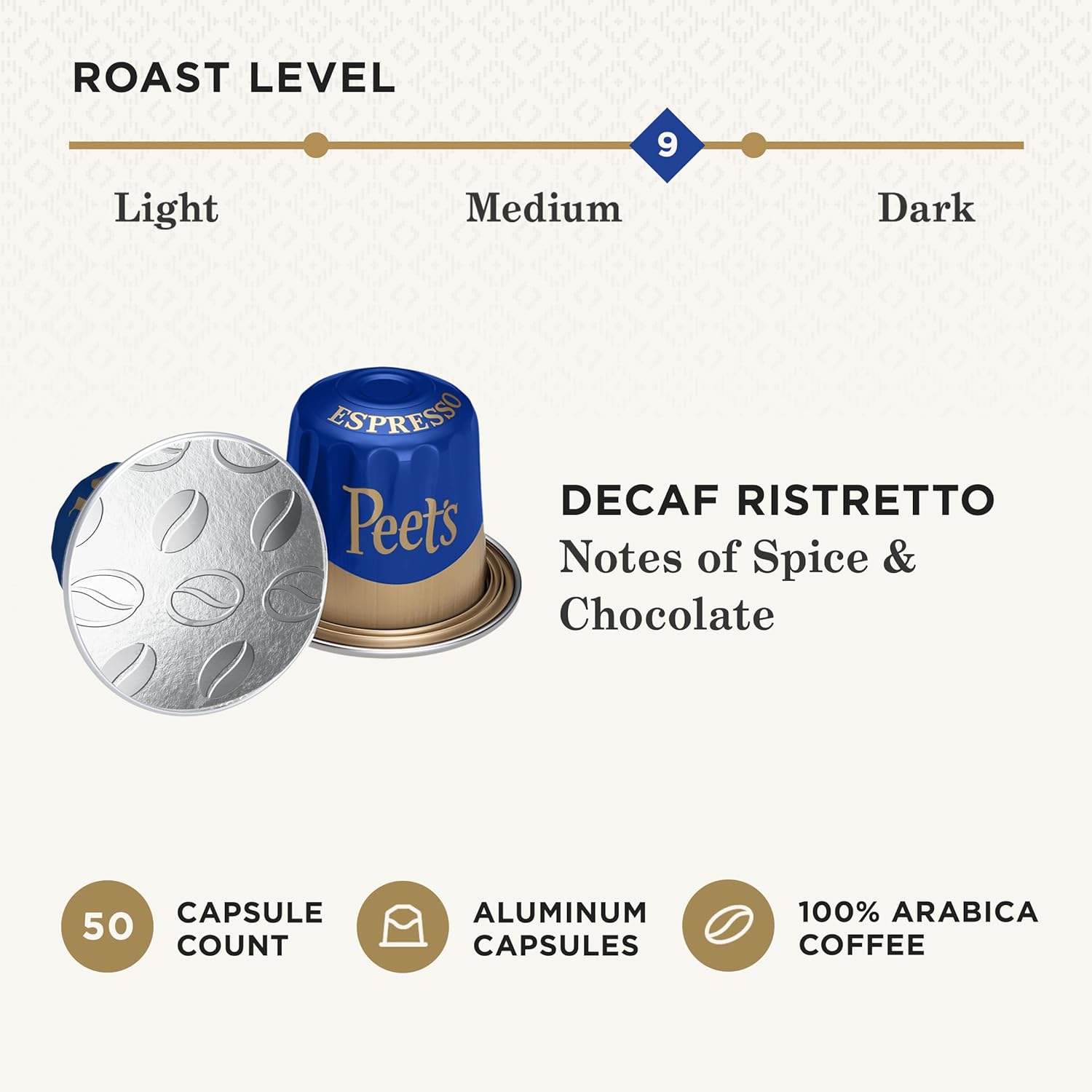 Alternative view of Peet's Coffee, Medium Roast Decaf Espresso Capsules, Compatible with Nespresso Original Machine - Decaf Ristretto Intensity 10, 50 Count (5 Boxes of 10 Espresso Capsules)
