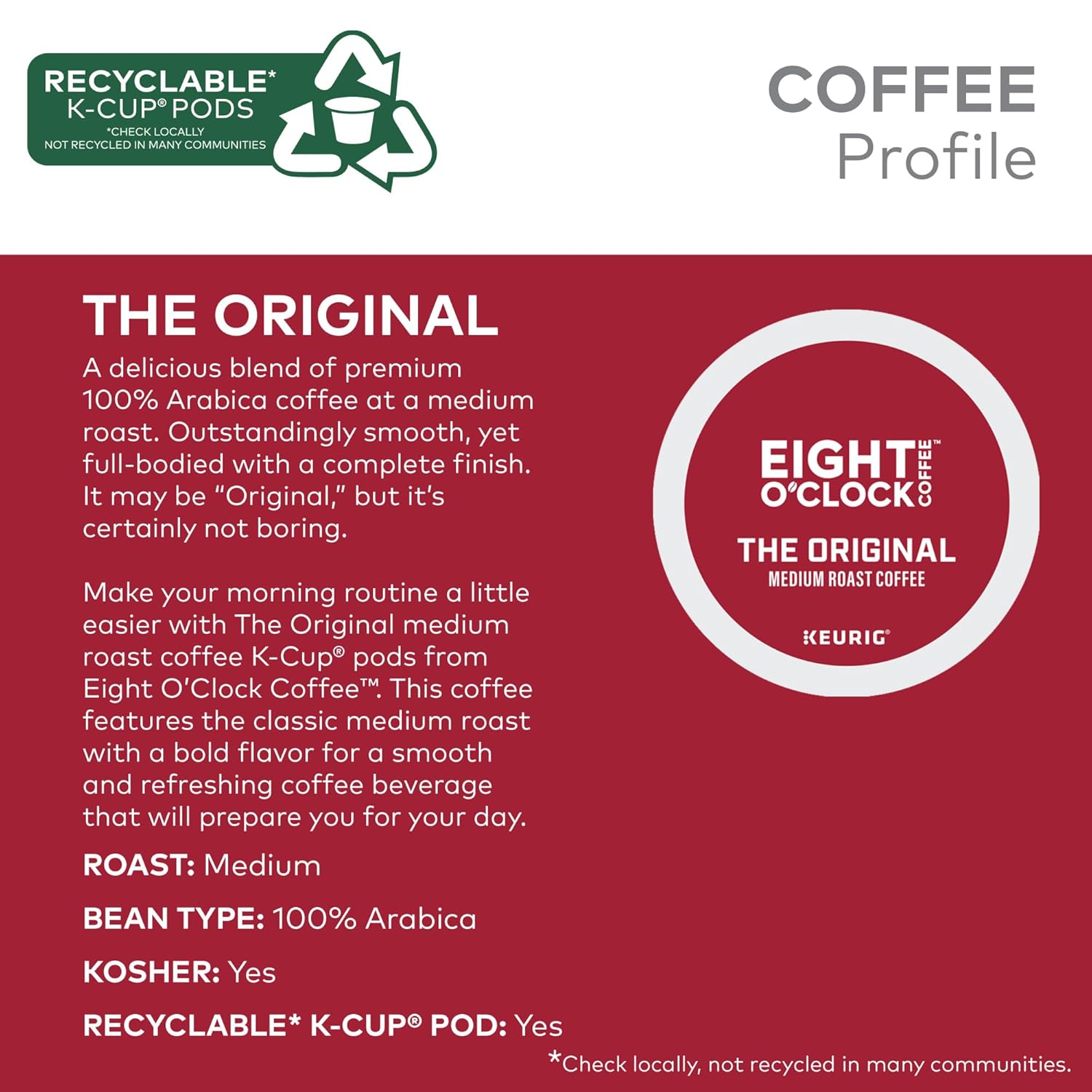 Alternative view of Eight O'Clock Coffee The Original, Single-Serve Keurig K-Cup Pods, Medium Roast Coffee Pods, 72 Count