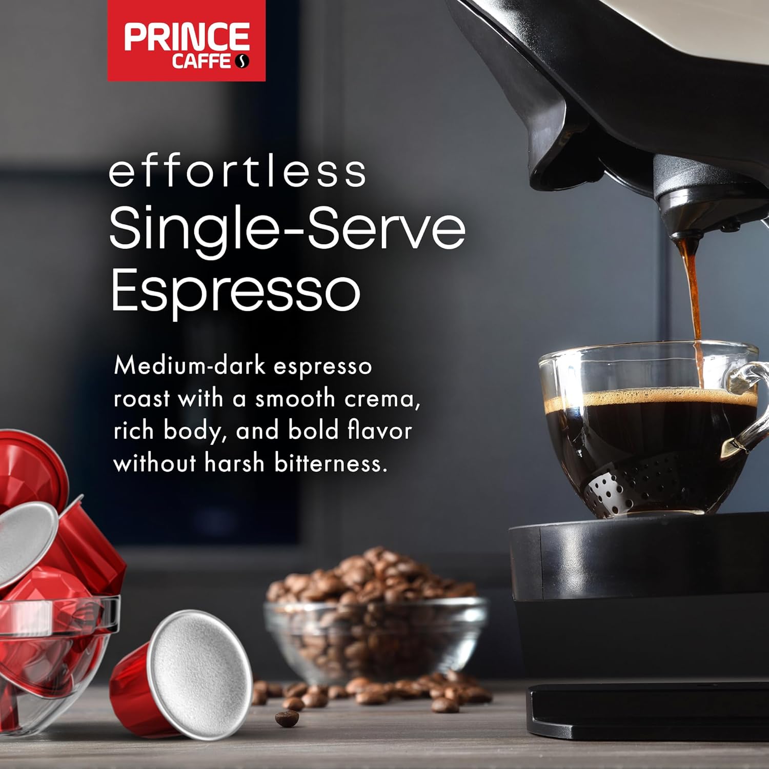 Prince Caffe Espresso Pods u2013 MILLENNIUM Intensity 9 Medium-Dark Roast Coffee Capsules u2013 Compatible with Nespresso, Pods for Original Line Machines u2013 Premium Quality Capsules 3 x 10 Pack (30 Count)